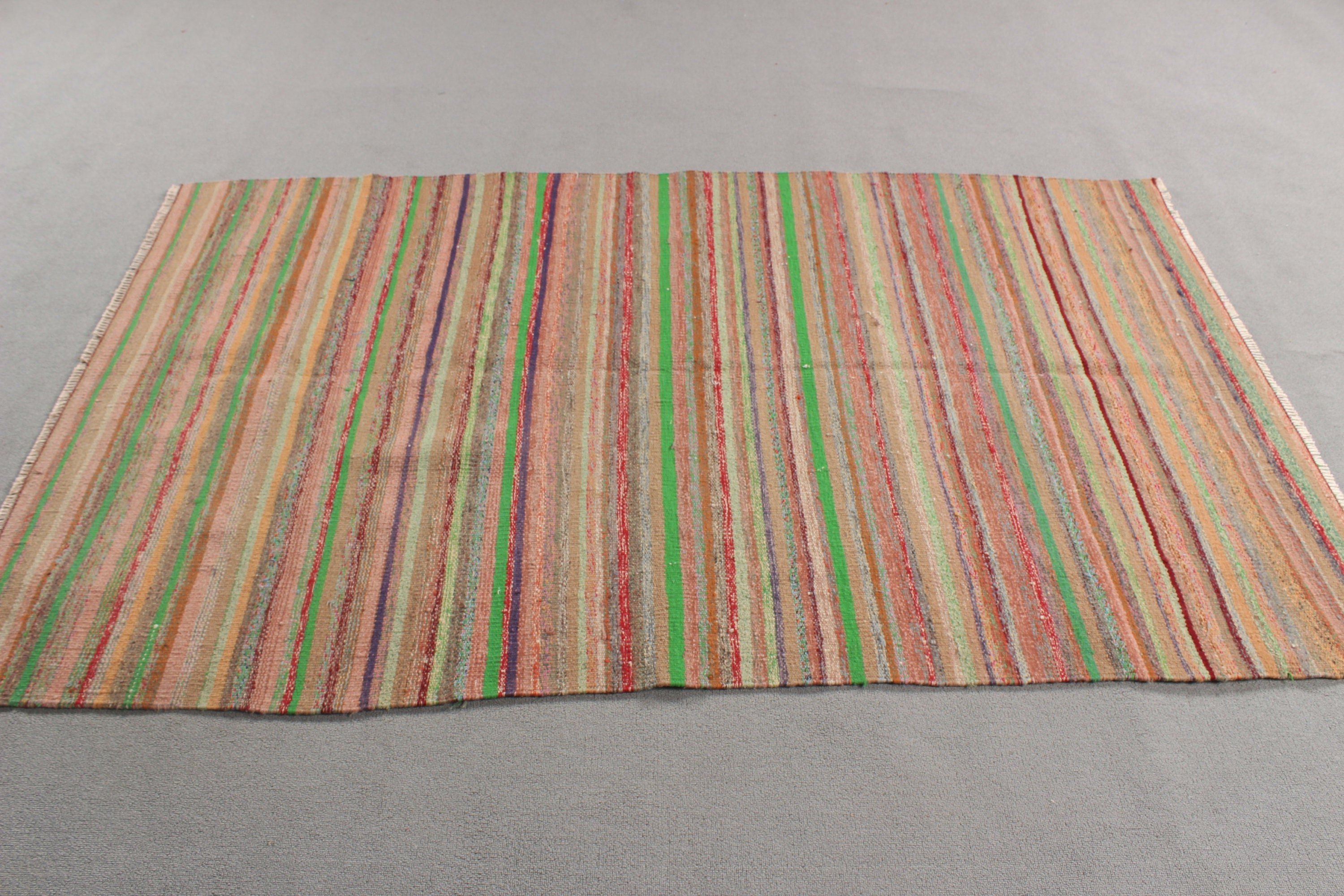 Türk Halısı, Yer Halıları, 4.2x6.9 ft Alan Halısı, Gökkuşağı Boho Halısı, Çocuk Odası Halıları, Vintage Halı, Ev Dekorasyonu Halısı, Kilim, Dış Mekan Halıları, Mutfak Halısı