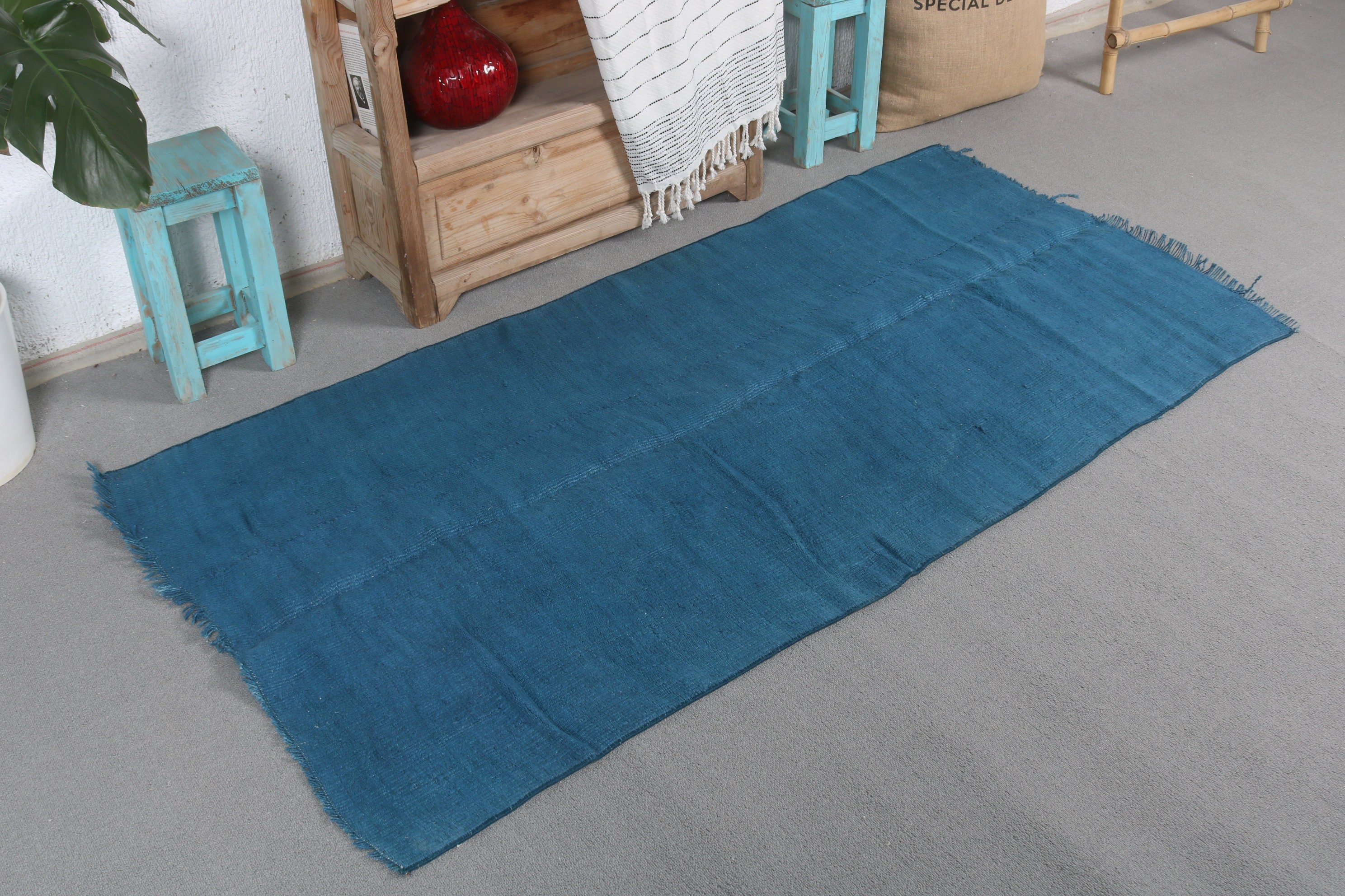 Vintage Rug, Floor Rug, Wool Rug, Turkish Rug, Nursery Rug, Blue Floor Rug, 2.9x6 ft Accent Rug, Bedroom Rugs, Pastel Rug, Rugs for Nursery