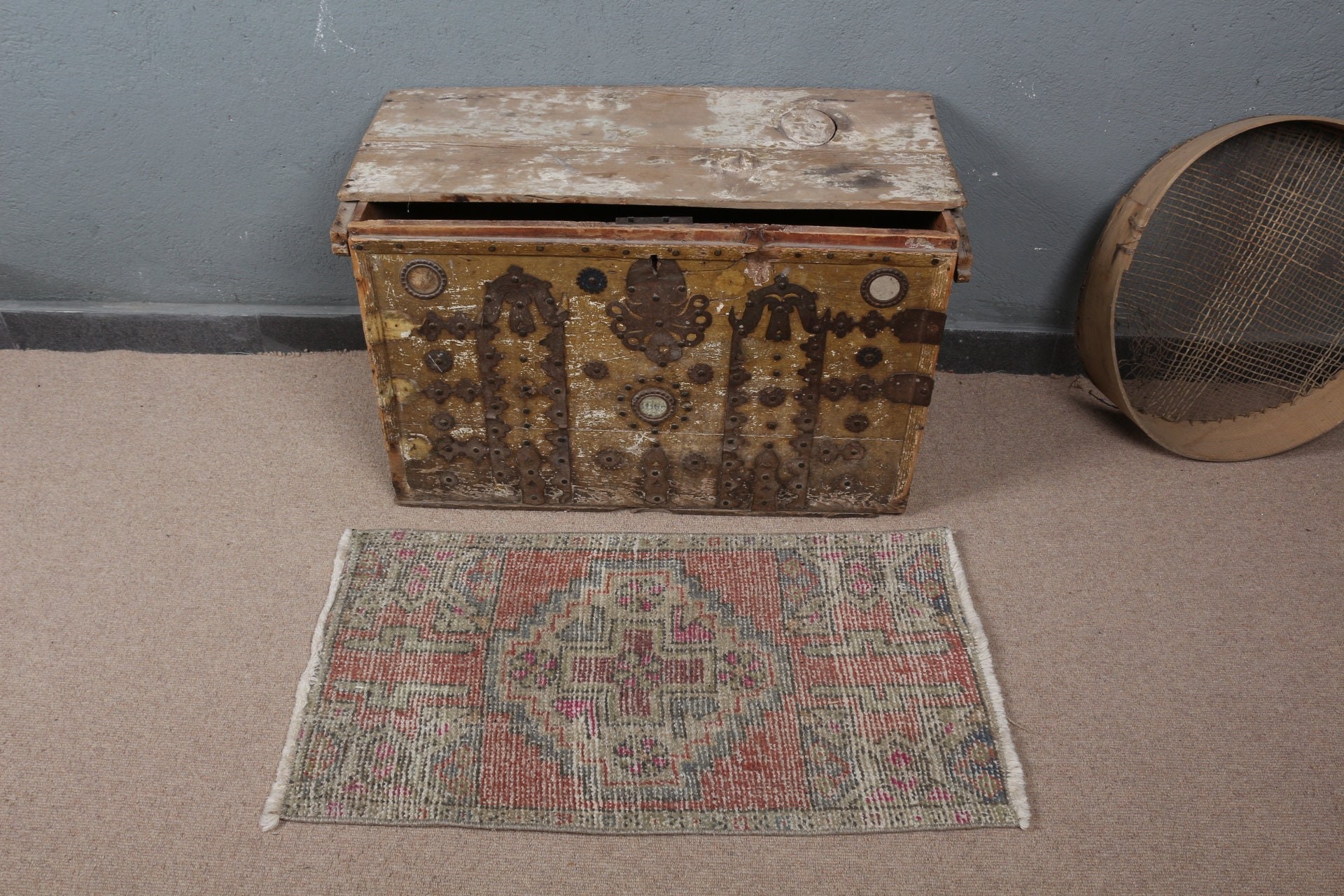 Vintage Rug, Wall Hanging Rugs, Turkish Rug, Entry Rugs, Red  1.7x3 ft Small Rug, Oriental Rug, Custom Rug