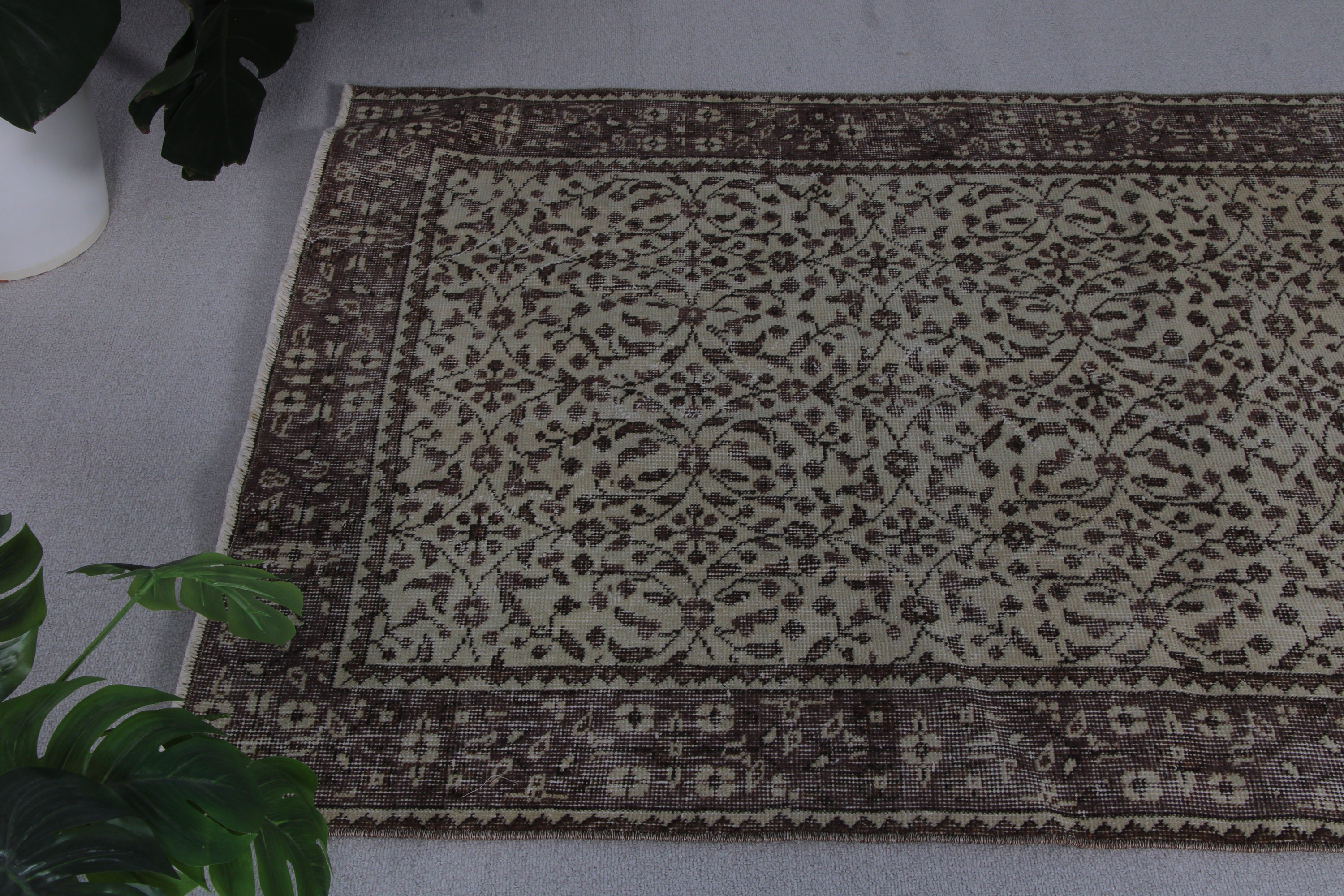 El Dokuma Halı, Vintage Halı, Yatak Odası Halıları, Bej Modern Halılar, Türk Halıları, 3.8x6.3 ft Accent Halı, Bildiri Halısı, Dekoratif Halı