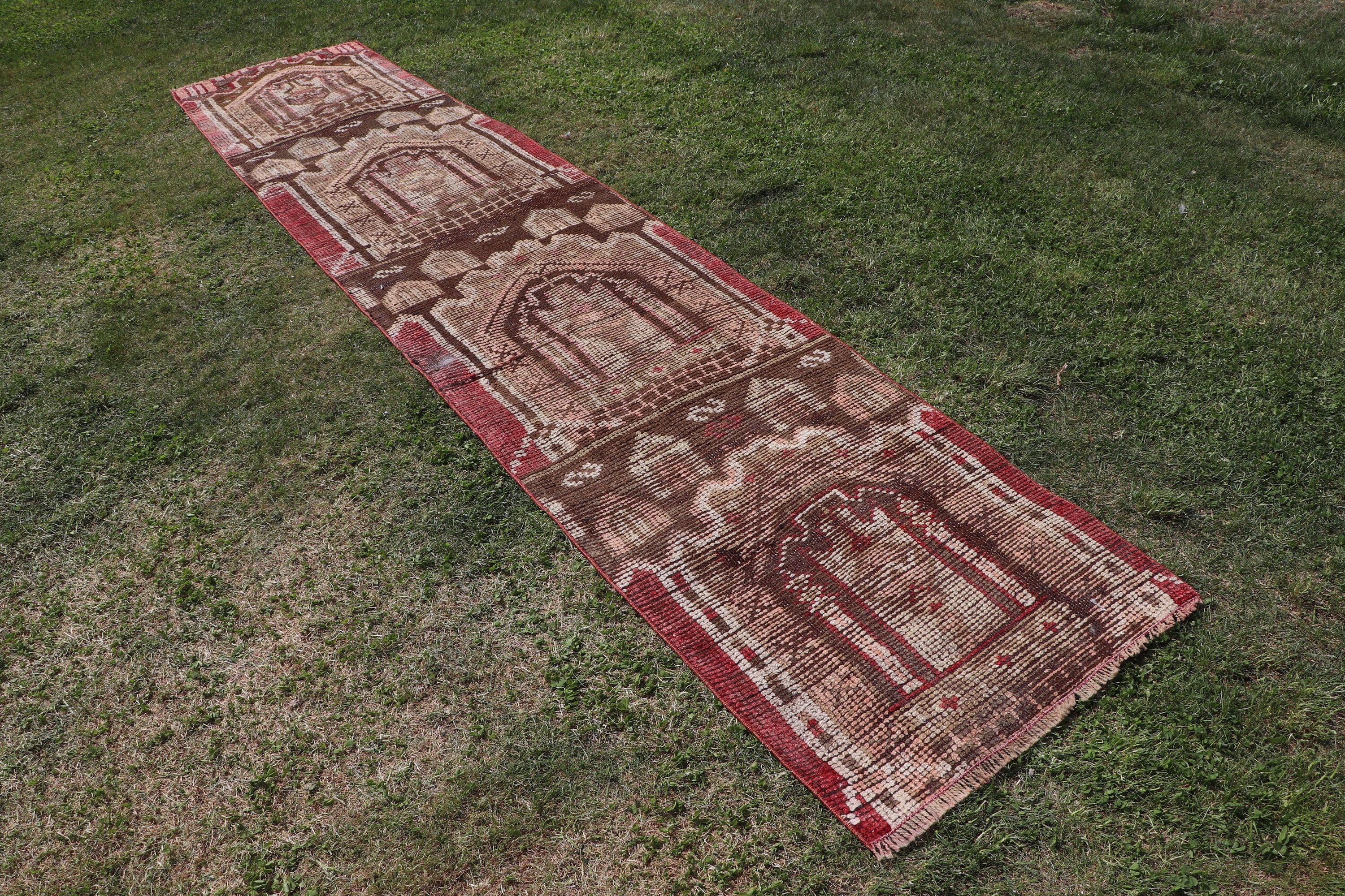 Koridor Halısı, Boho Halısı, Vintage Halılar, Kahverengi Oryantal Halısı, Fas Halısı, Vintage Runner Halıları, 2.2x11 ft Runner Halısı, Türk Halısı