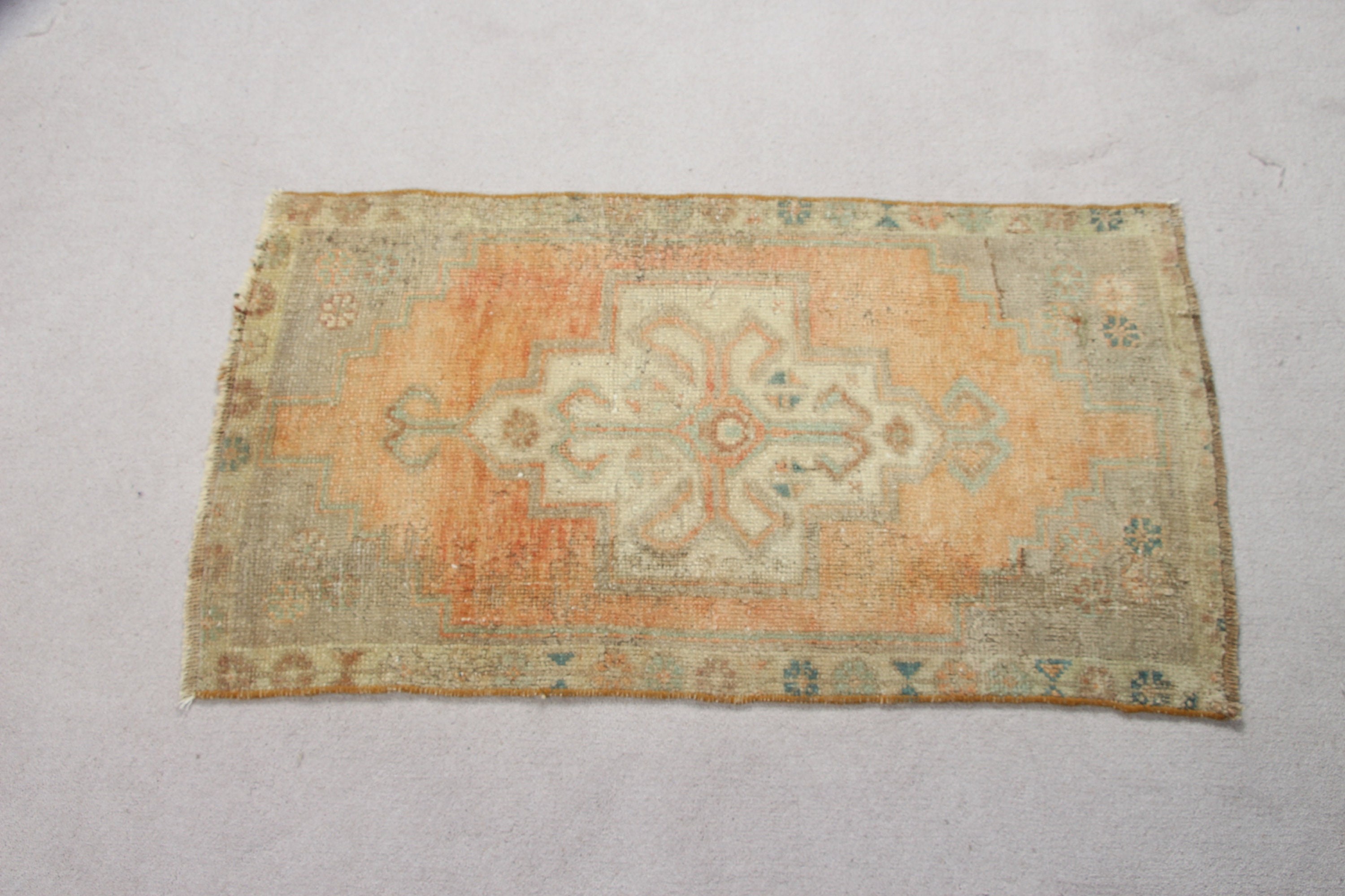 Orange Moroccan Rug, Turkish Rug, Bath Rug, 1.7x3 ft Small Rug, Kitchen Rug, Nursery Rugs, Vintage Rugs, Rugs for Bedroom