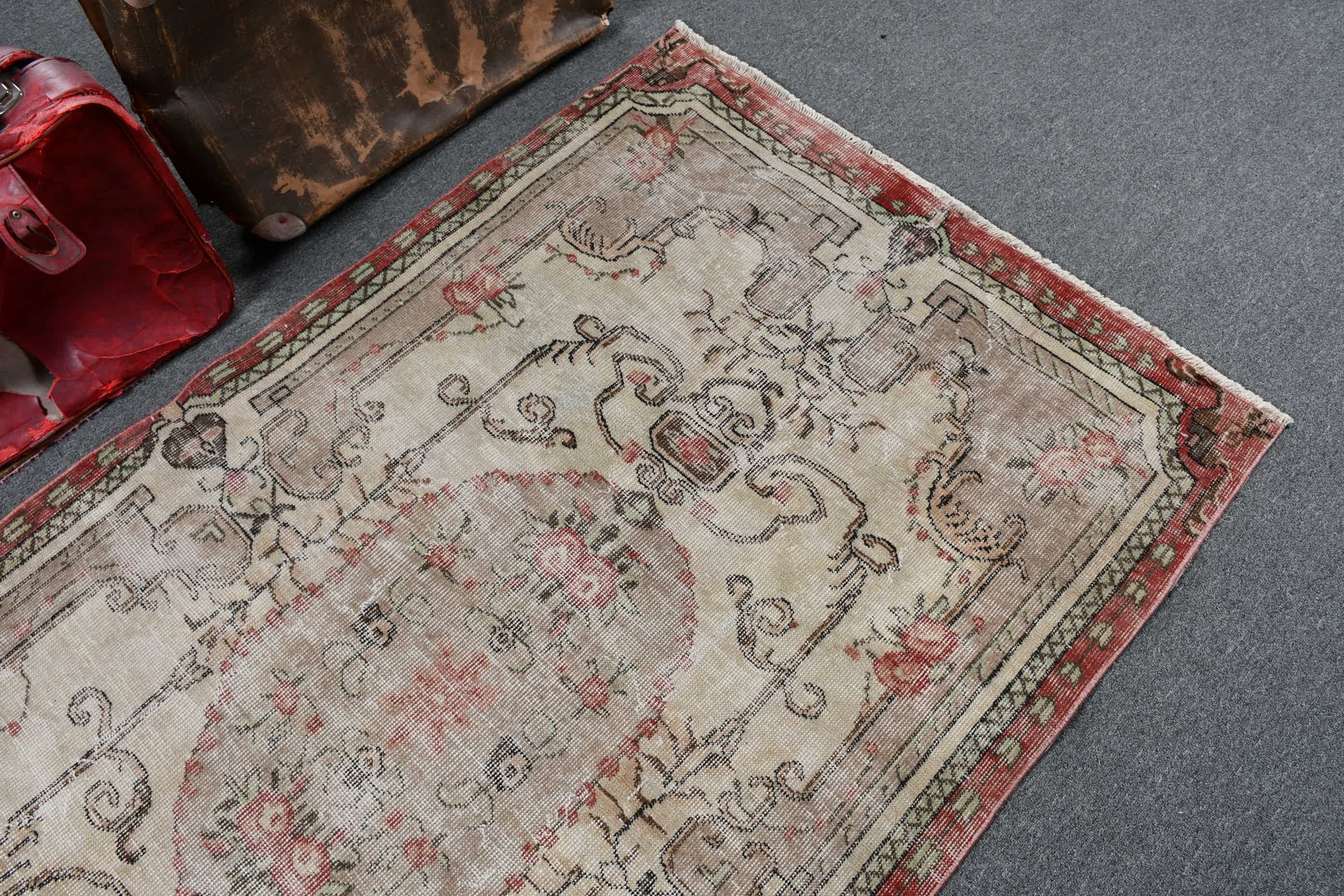 Eski Halı, 3,7x6,5 ft Alan Halısı, Vintage Halı, Soğuk Halı, Sessiz Halılar, Oushak Halısı, Bej Fas Halıları, İç Mekan Halısı, Türk Halısı, Mutfak Halıları