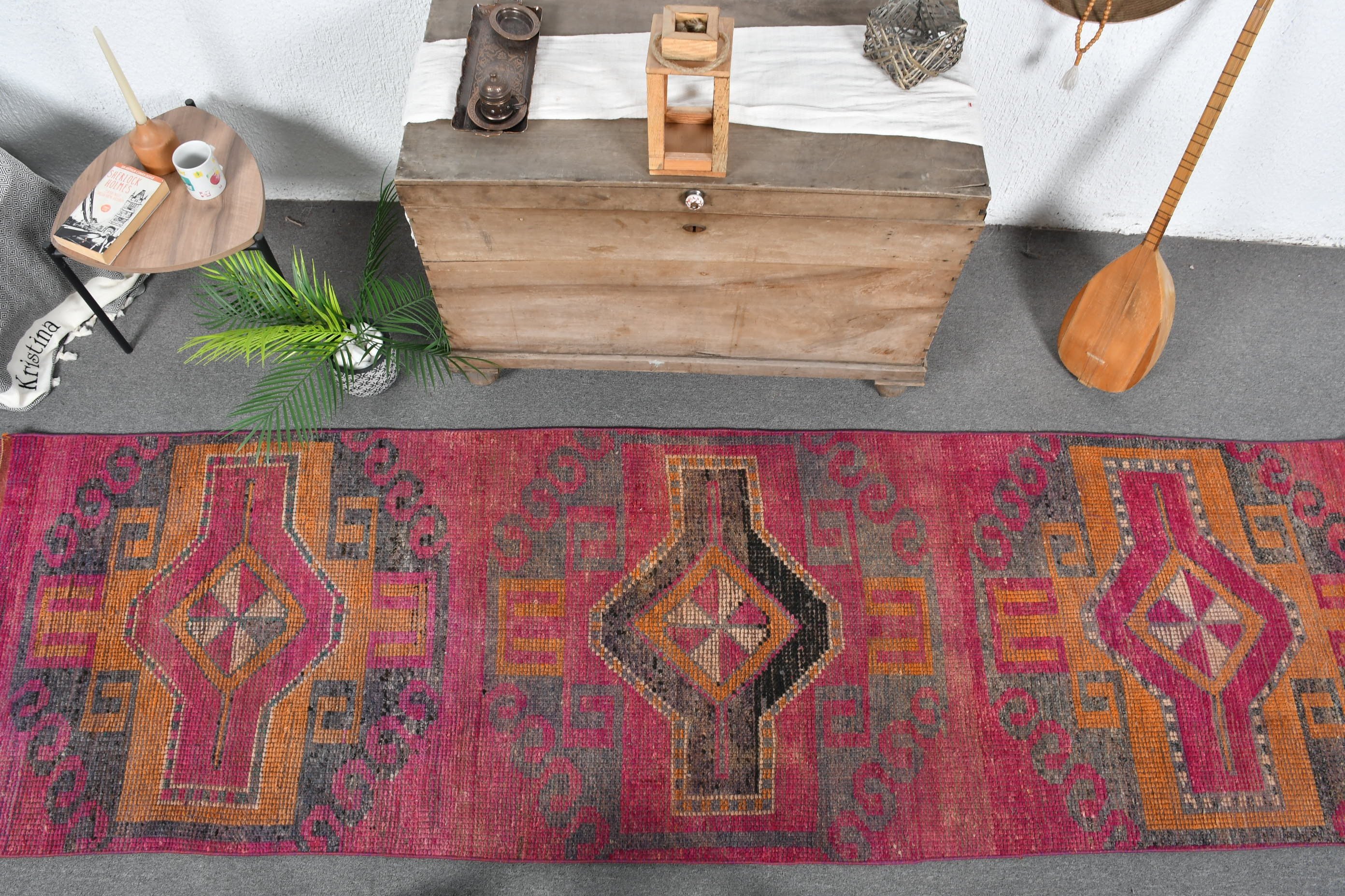 Purple Oushak Rug, Vintage Rugs, 3x10.1 ft Runner Rugs, Turkish Rugs, Kitchen Rugs, Pastel Rug, Anatolian Rug, Cool Rug, Rugs for Hallway