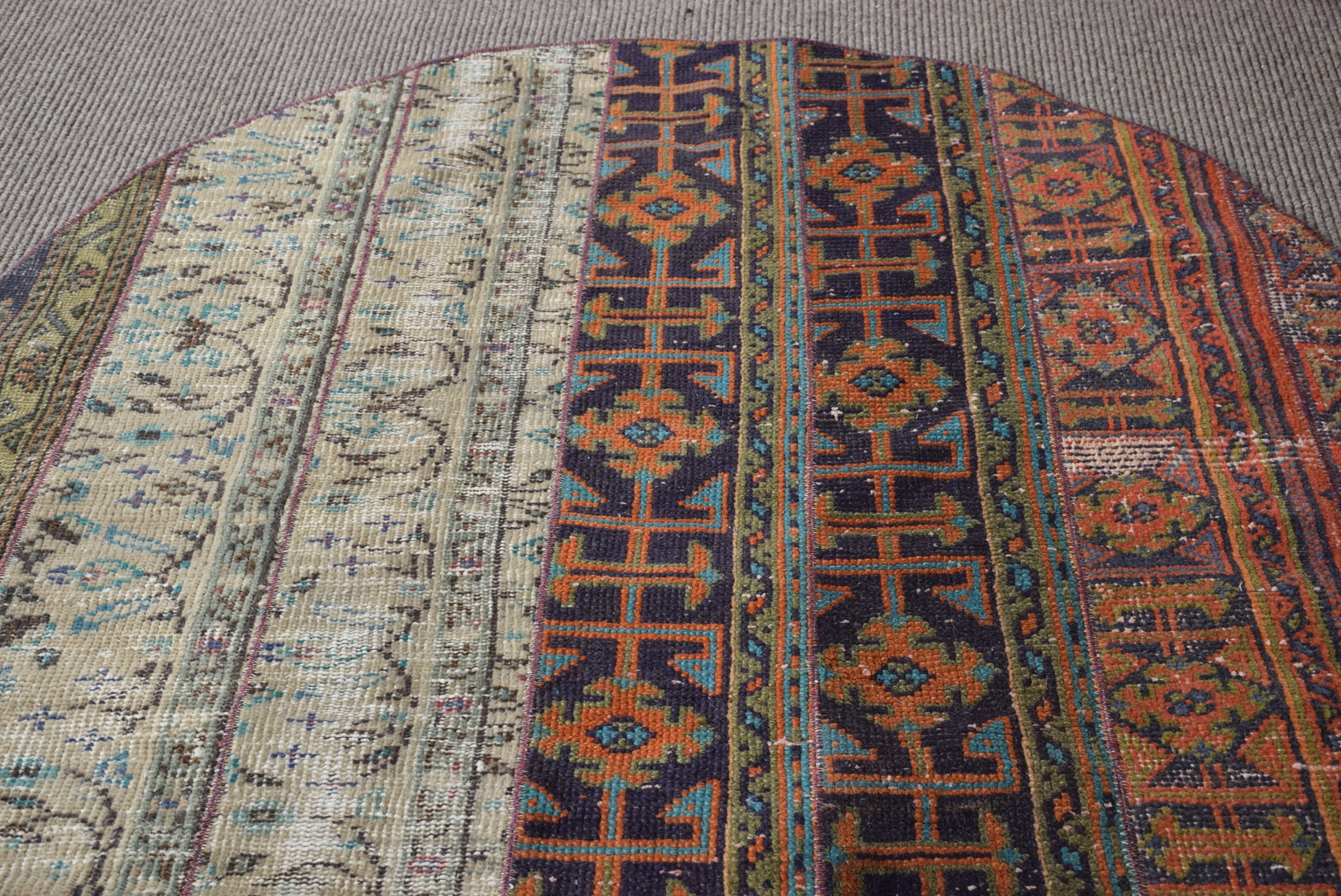 Türk Halısı, Turuncu Havalı Halılar, 4,3x4,3 ft Accent Halı, Yatak Odası Halıları, Vintage Halı, Mutfak Halıları, Anadolu Halısı, Giriş Halısı, Oushak Halısı