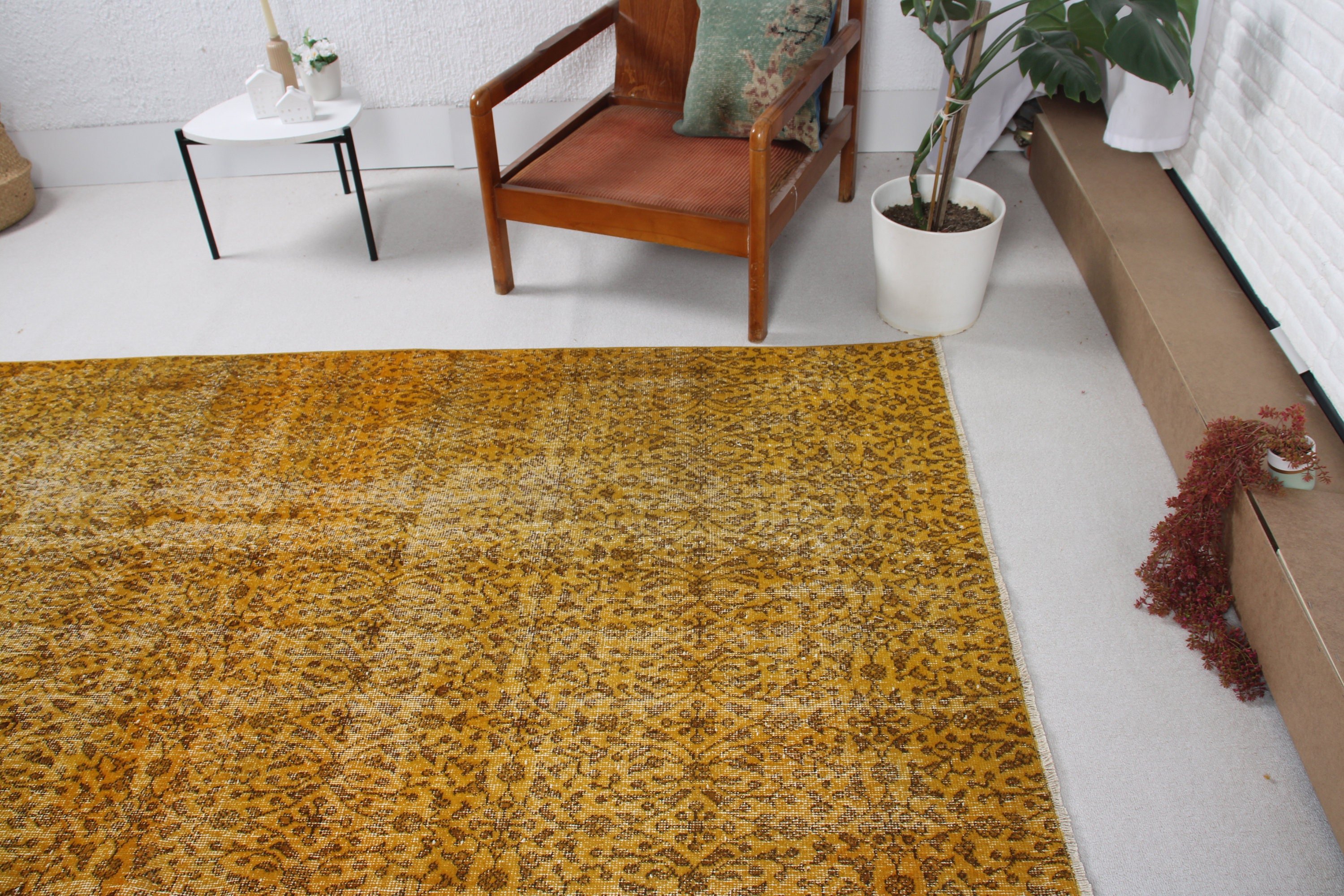 Kitchen Rugs, Vintage Rugs, Bedroom Rug, Yellow Geometric Rug, 4.5x7.9 ft Area Rugs, Turkish Rug, Living Room Rugs, Handwoven Rugs