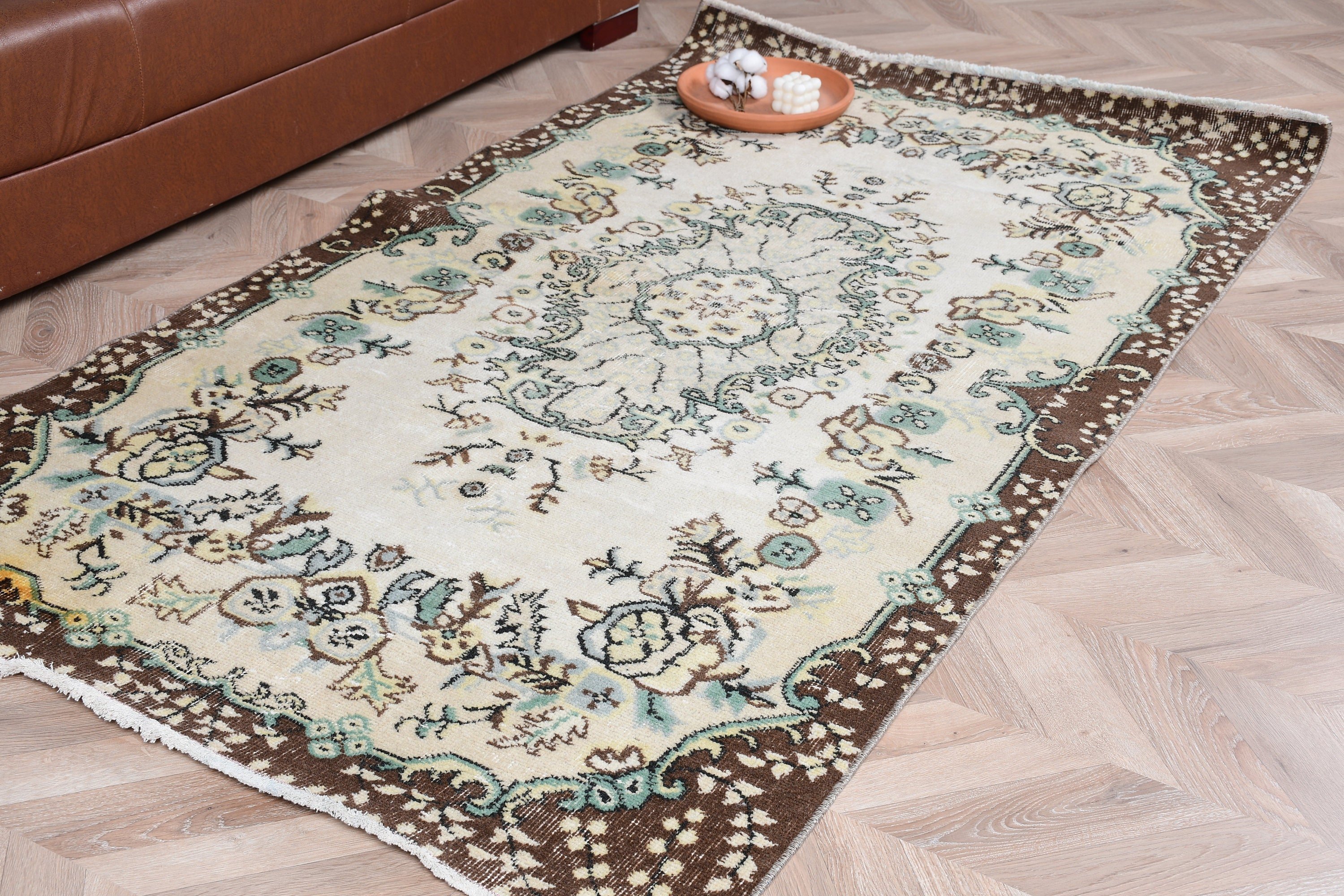 Nursery Rug, Vintage Rug, 3.7x6.7 ft Area Rug, Green Wool Rug, Rugs for Dining Room, Wool Rug, Turkish Rugs, Floor Rugs