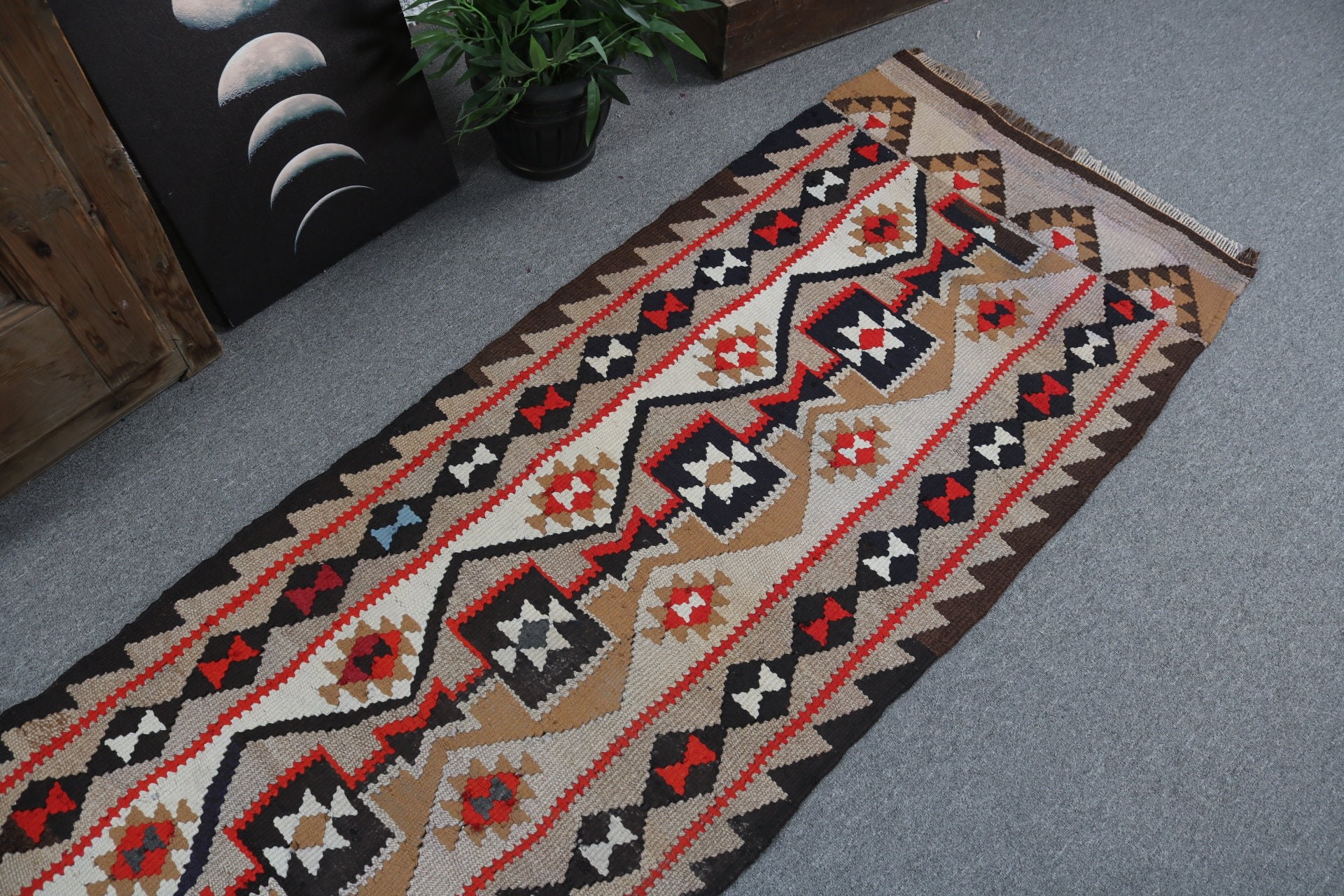 Long Runner Rug, Modern Rugs, 2.4x8.9 ft Runner Rug, Brown Neutral Rugs, Rugs for Hallway, Turkish Rug, Vintage Rugs, Oriental Rug