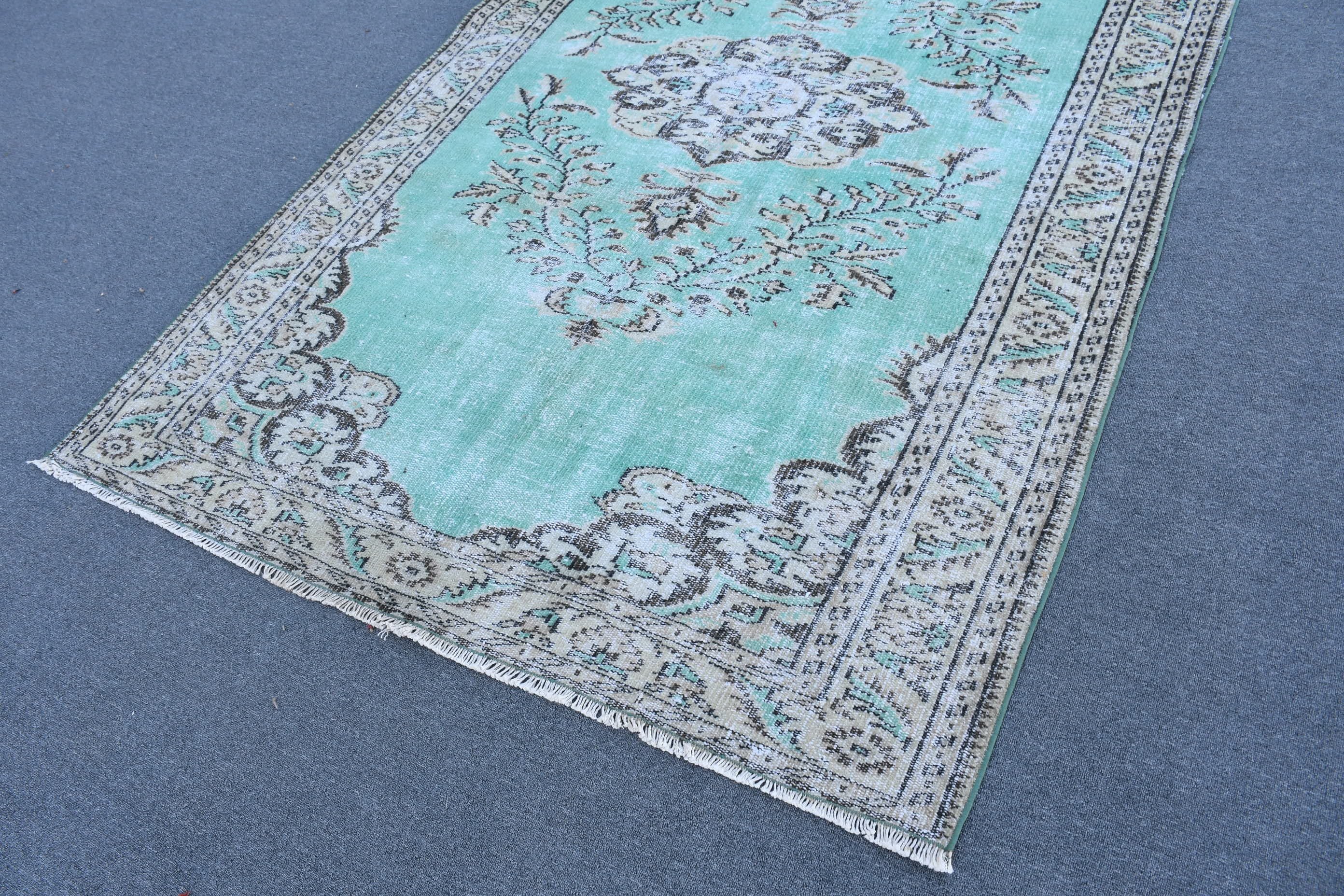 Turkish Rugs, Vintage Rug, Pastel Rug, Cool Rug, Dining Room Rug, Living Room Rug, Green Home Decor Rug, Oriental Rug, 5.5x8.6 ft Large Rug