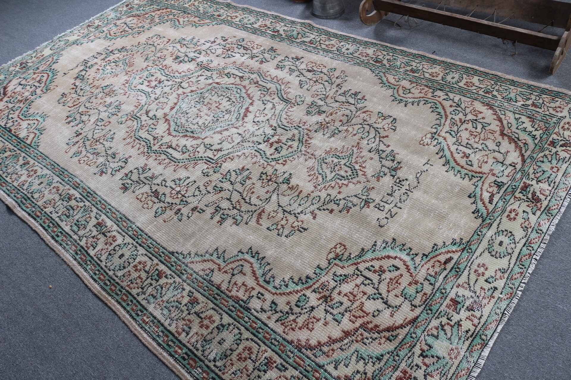 5.9x9.9 ft Büyük Halı, Yer Halısı, Kahverengi Antika Halı, Vintage Halı, Türk Halısı, Soyut Halılar, Ev Dekor Halısı, Yatak Odası Halıları, Salon Halısı