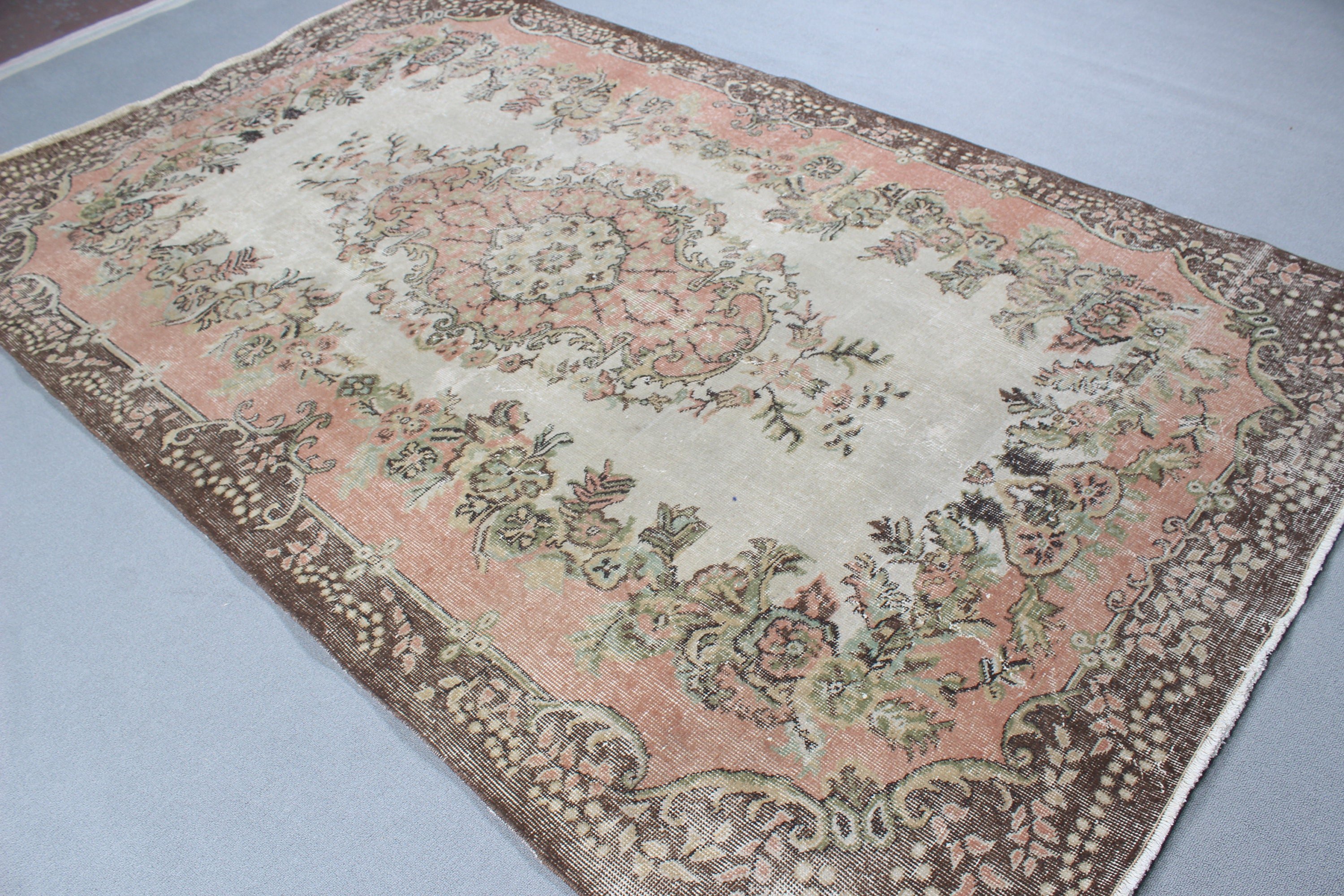 6.1x9.5 ft Large Rugs, Oushak Rug, Floor Rugs, Salon Rugs, Vintage Decor Rugs, Vintage Rug, Turkish Rugs, Beige Boho Rugs, Large Boho Rugs