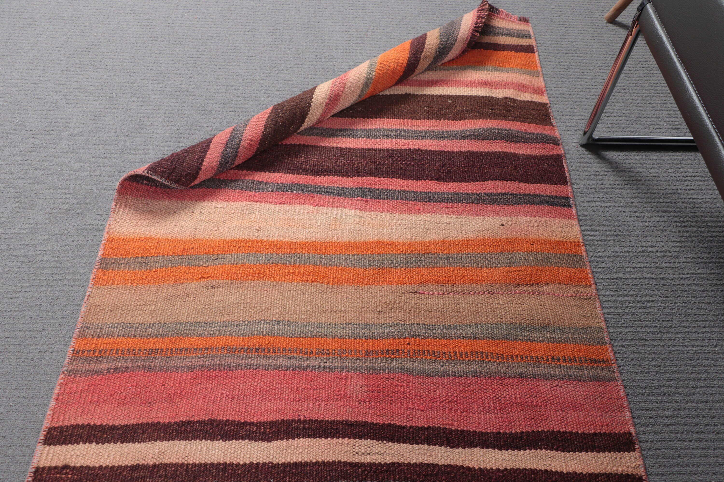 Antika Halılar, Kilim, Turuncu Fas Halısı, Türk Halıları, Koridor Halıları, Yün Halı, Vintage Halı, Koridor Halısı, 2,5x9,3 ft Yolluk Halıları