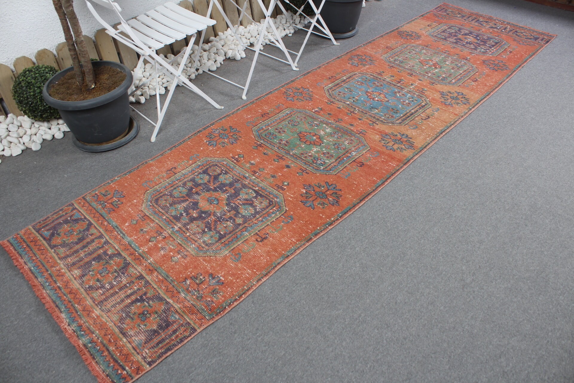 Orange Bedroom Rugs, Turkish Rugs, Stair Rug, Vintage Rugs, Anatolian Rug, 2.9x11.3 ft Runner Rug, Handmade Rug, Corridor Rug