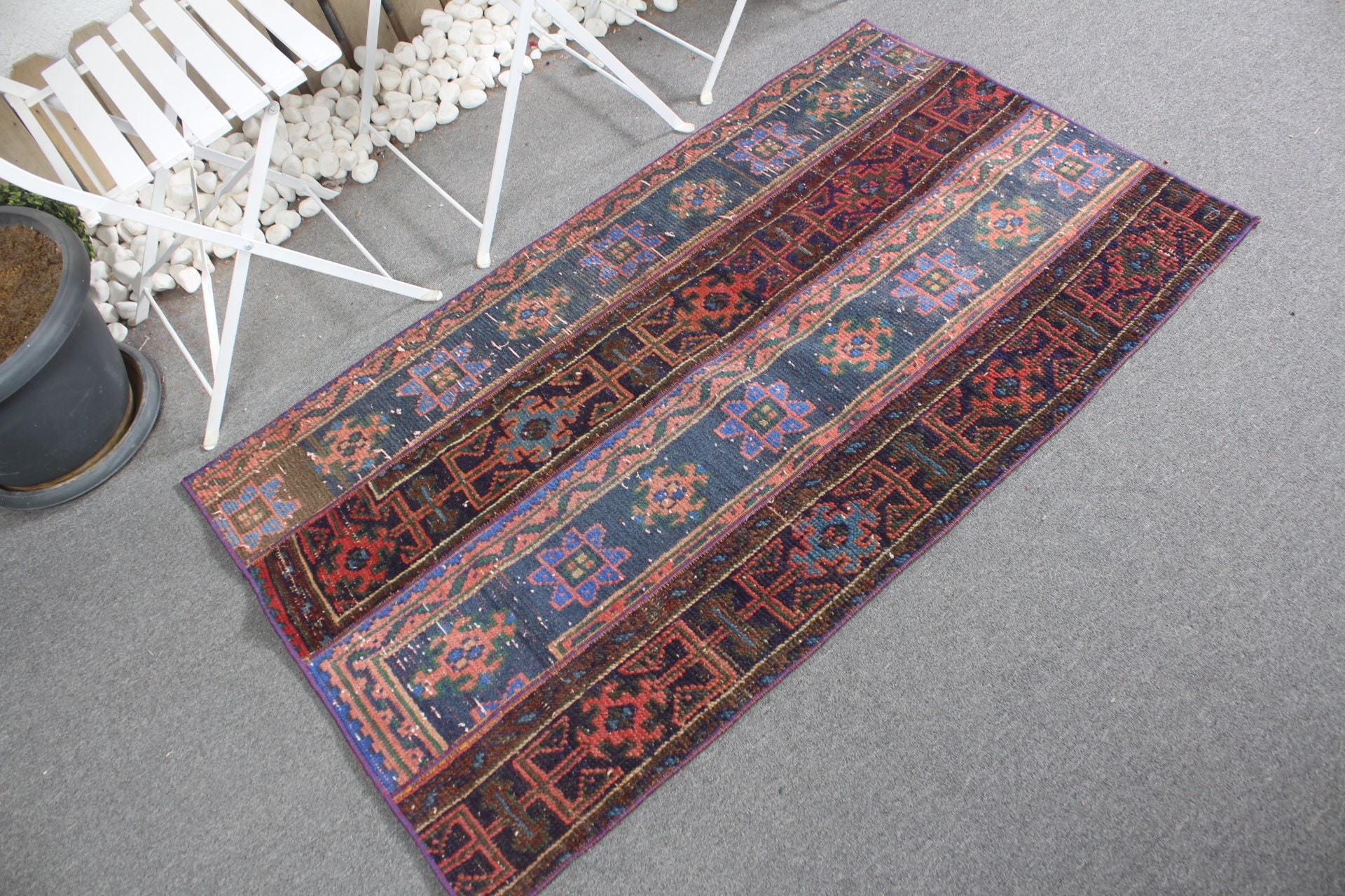 2.7x4.8 ft Small Rug, Kitchen Rugs, Vintage Rug, Bedroom Rugs, Car Mat Rug, Cute Rug, Turkish Rug, Blue Home Decor Rugs