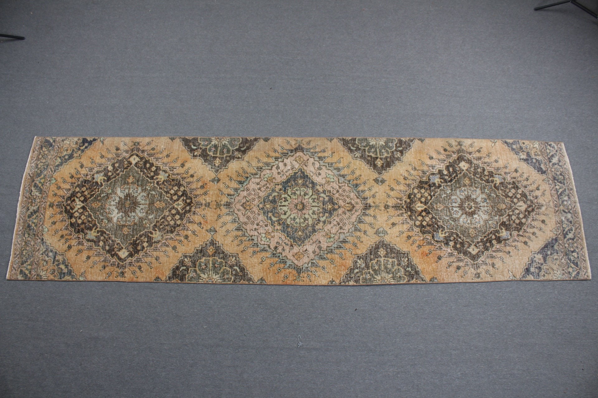 Türk Halısı, Koridor Halıları, Turuncu Antika Halı, Vintage Halı, Etnik Halı, 3,5x12,9 ft Runner Halısı, Mutfak Halısı, Yatak Odası Halısı