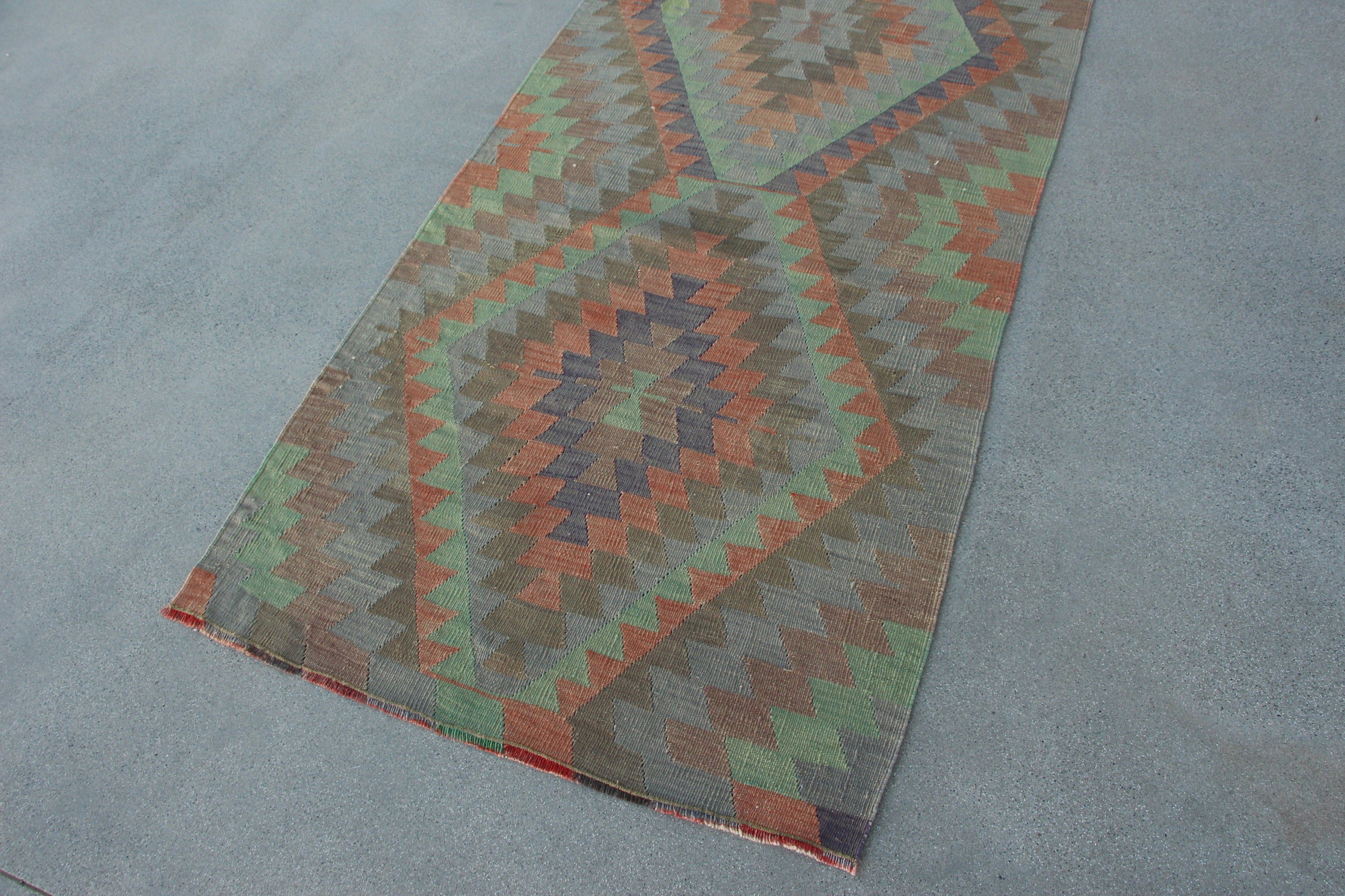 Mutfak Halıları, Kilim, 3.1x11.1 ft Yolluk Halı, Türk Halıları, Vintage Halı, Gökkuşağı Oryantal Halıları, Anadolu Halıları, Merdiven Halıları, Yün Halılar