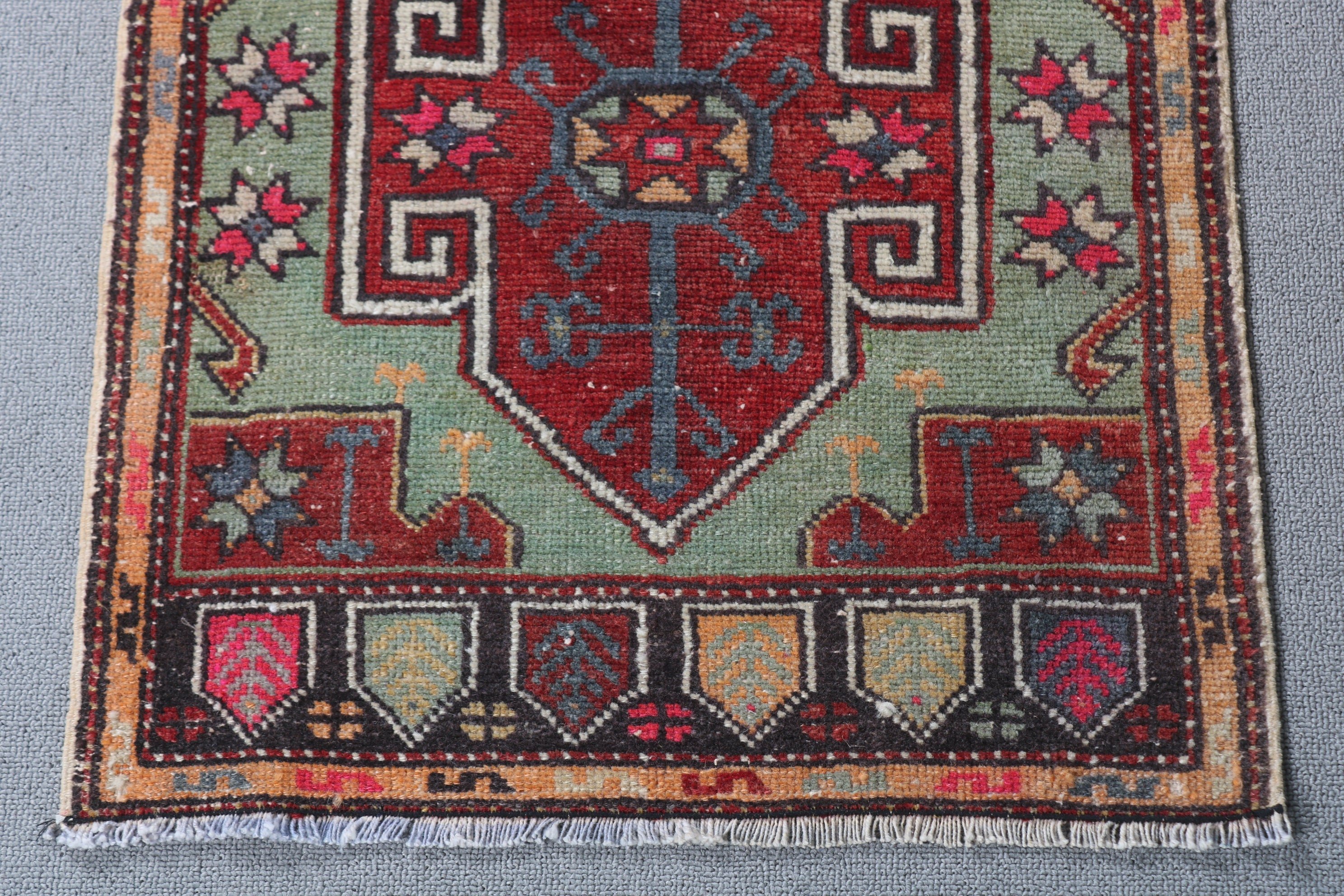 Red Floor Rug, Kitchen Rugs, Rugs for Car Mat, Vintage Rug, 1.7x3.5 ft Small Rug, Pastel Rug, Turkish Rugs, Oushak Rug, Wall Hanging Rugs