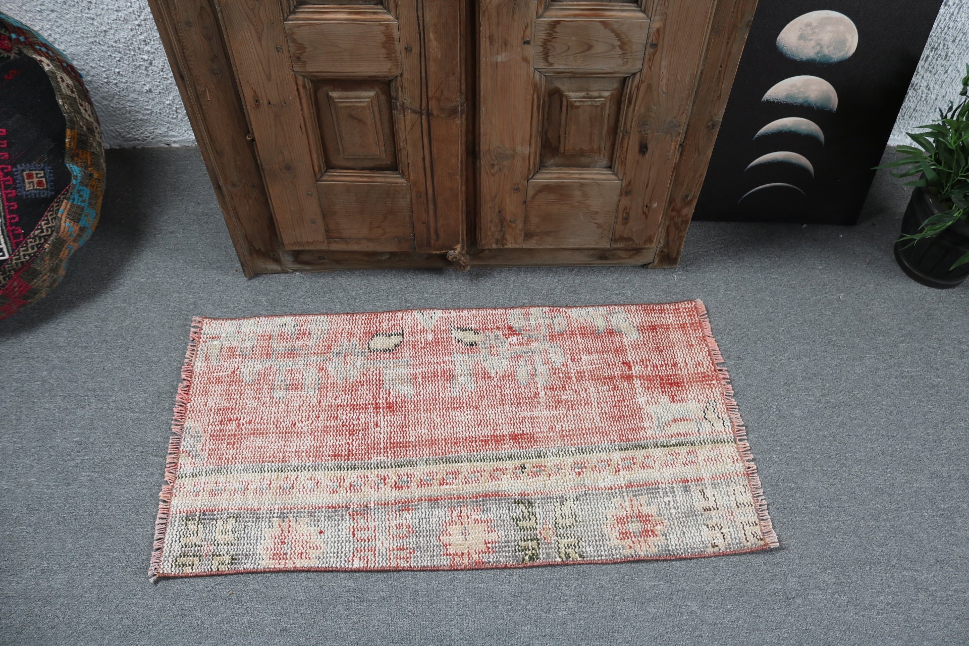 Kitchen Rug, Small Vintage Rugs, Turkish Rug, Vintage Rug, Anatolian Rug, 1.6x3.1 ft Small Rug, Wool Rug, Outdoor Rugs, Red Flatweave Rug