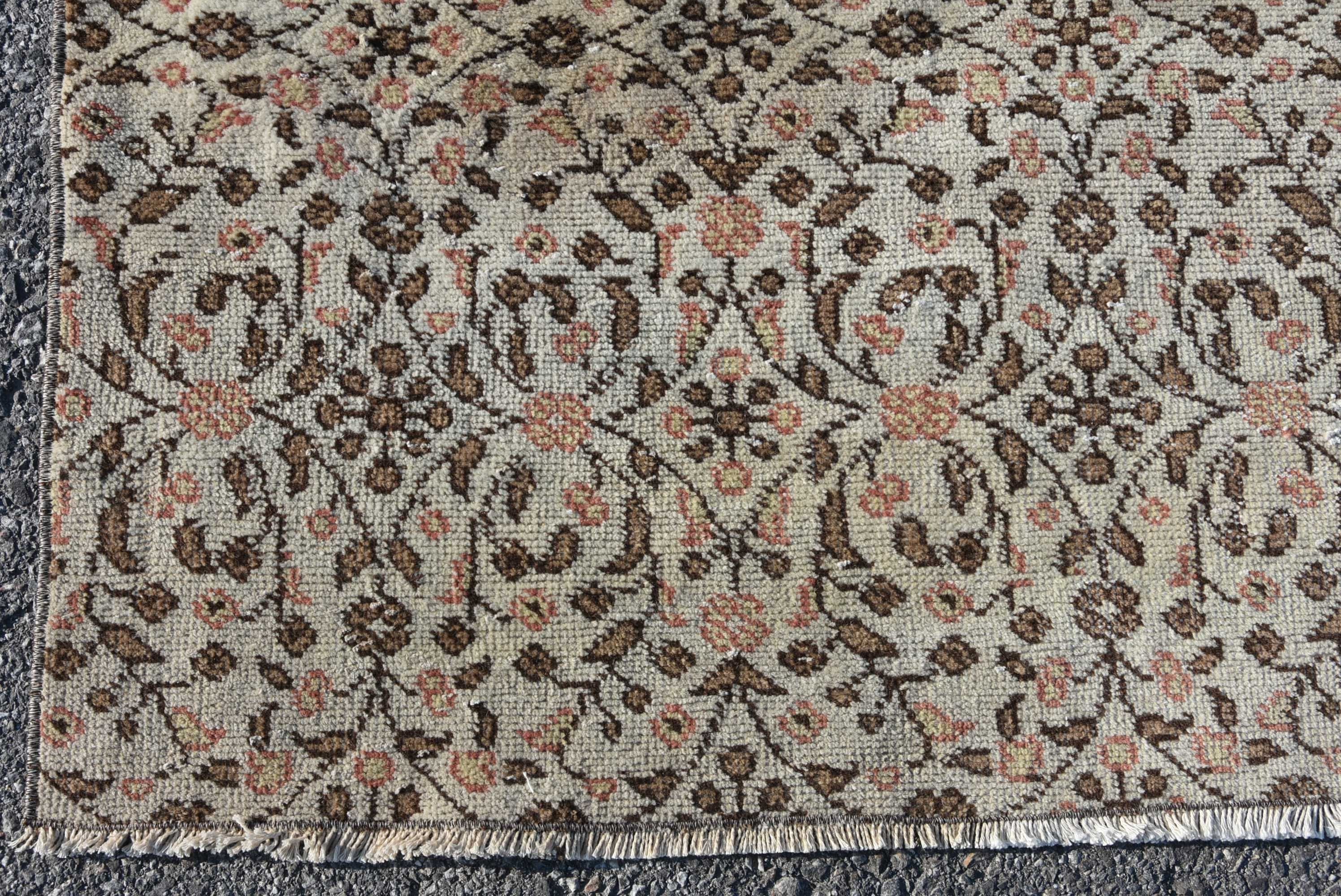 Bedroom Rugs, Turkish Rug, Vintage Rug, 3.7x7.4 ft Area Rug, Brown Floor Rugs, Nursery Rugs, Rugs for Bedroom, Vintage Decor Rug, Wool Rug