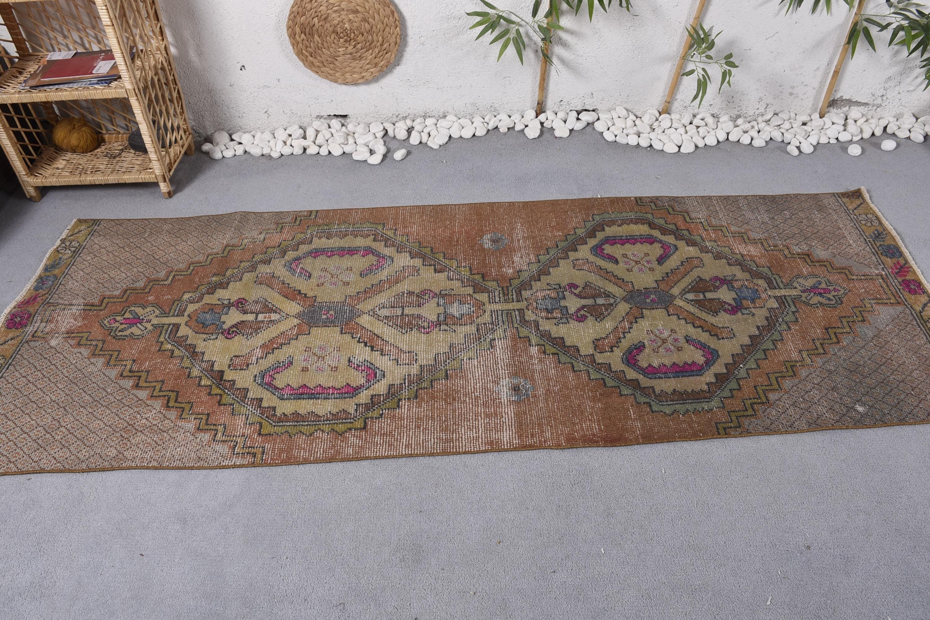 Kırmızı Antika Halı, Oushak Halı, Yer Halısı, Dekoratif Halılar, Vintage Halı, Türk Halısı, 3.2x8.1 ft Runner Halısı, Koridor Halıları, Koridor Halıları