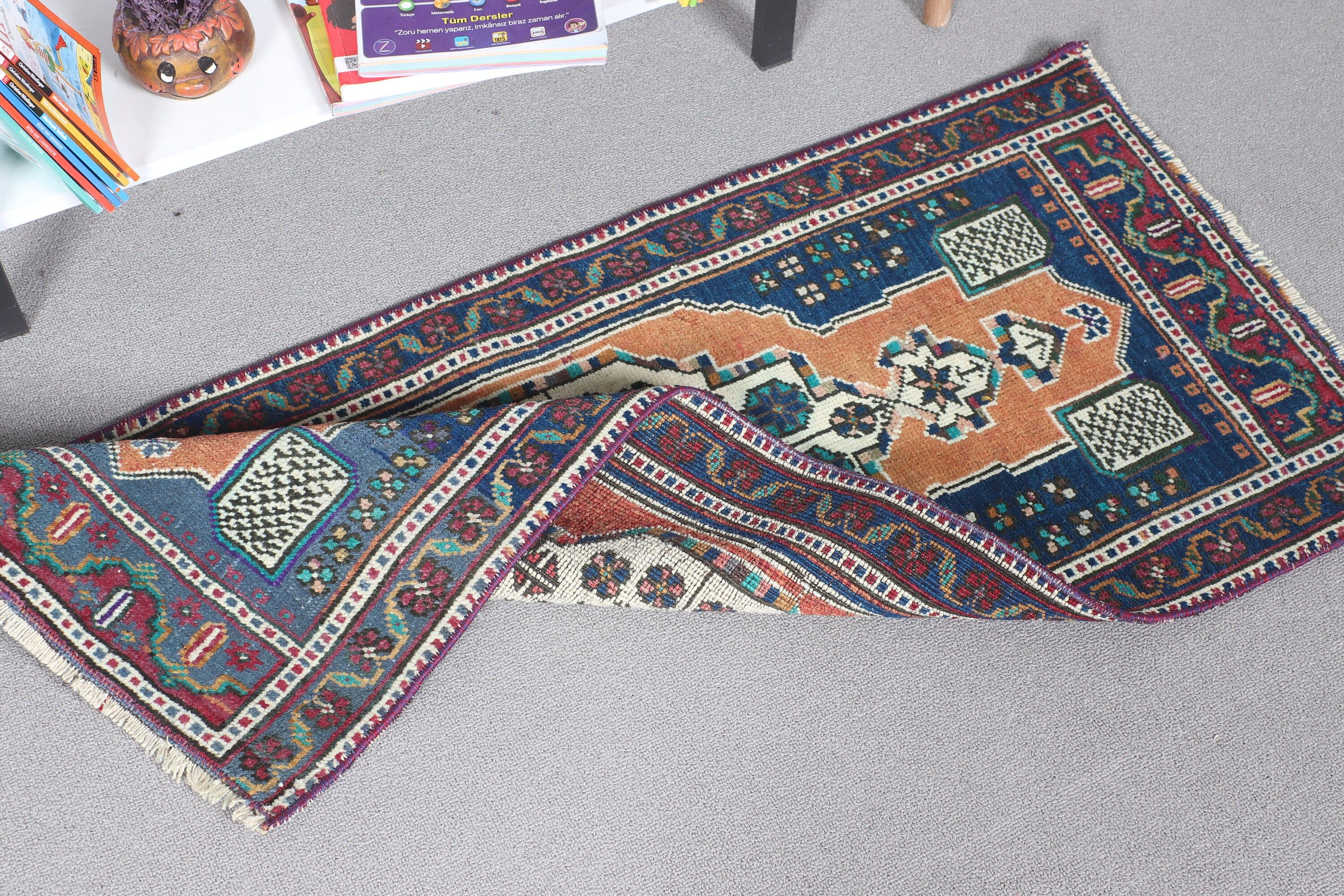 Yün Halı, Araba Paspas Halıları, Kahverengi Fas Halısı, Vintage Halı, Mutfak Halıları, Mutfak Halısı, 1.7x3.7 ft Küçük Halı, Yatak Odası Halıları, Türk Halısı