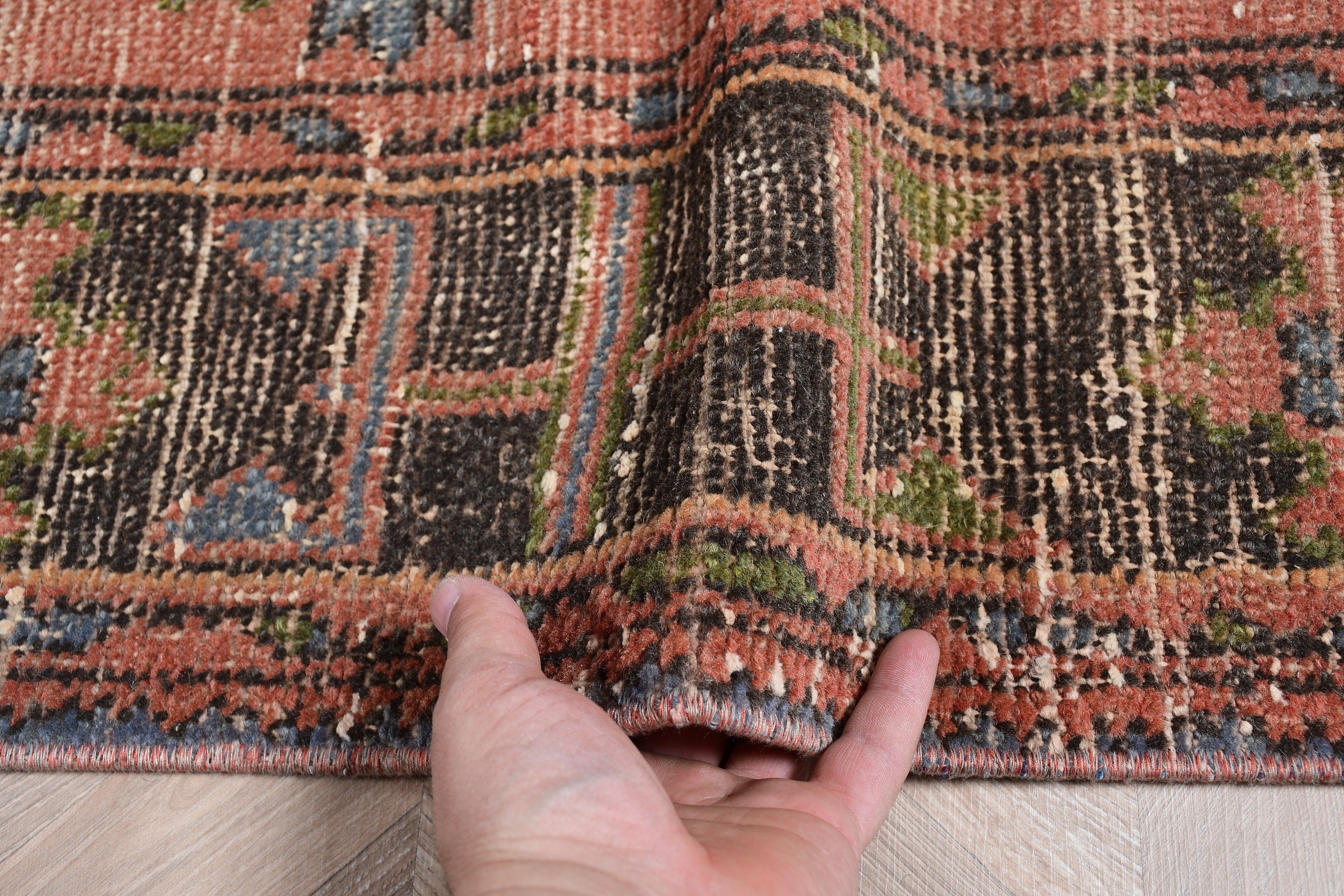 Orange Bedroom Rug, 4.5x11.5 ft Runner Rug, Stair Rug, Kitchen Rug, Rugs for Kitchen, Floor Rug, Vintage Rug, Turkish Rug