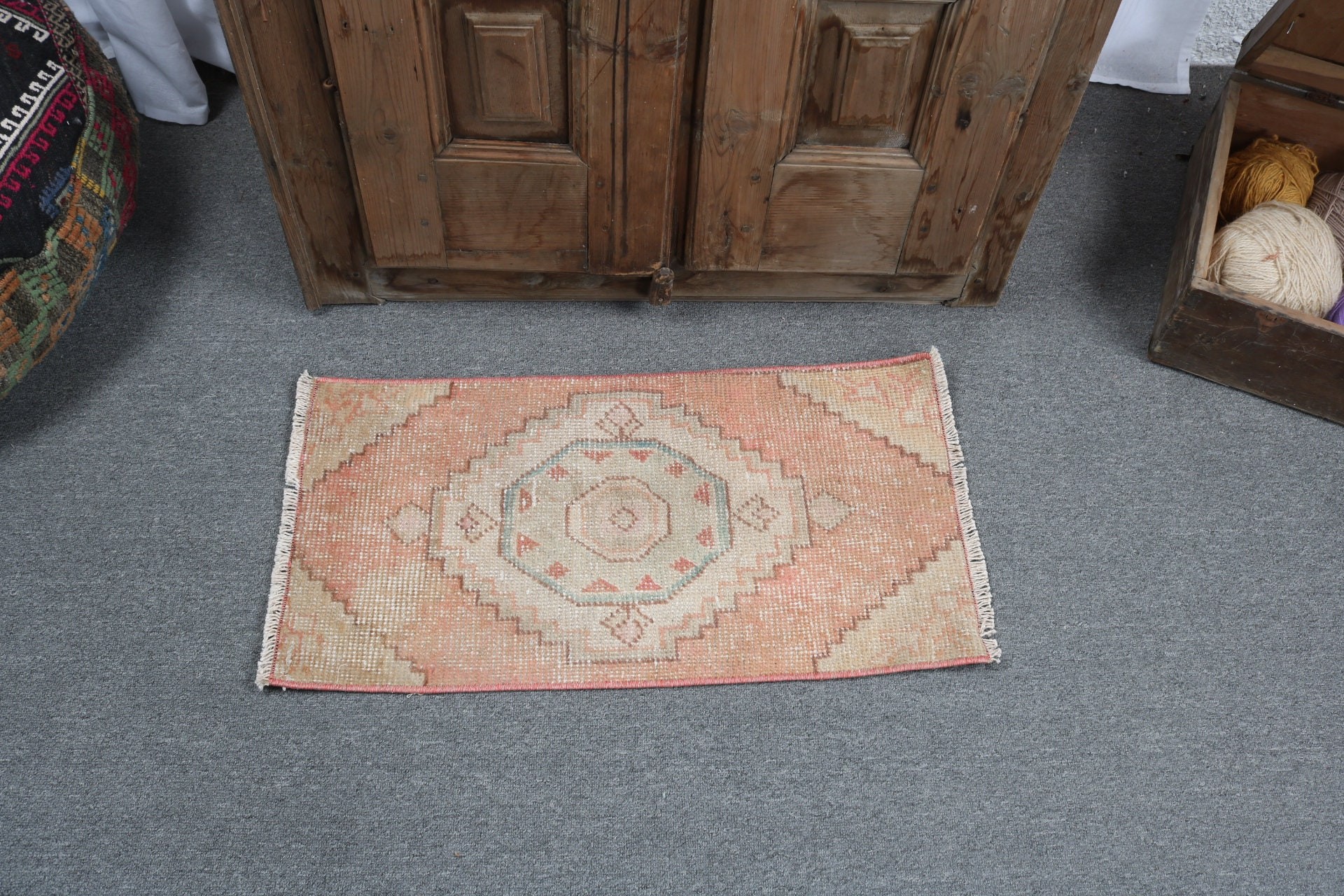 1.2x2.4 ft Small Rugs, Rugs for Small Boho, Floor Rugs, Turkish Rug, Bathroom Rug, Orange Moroccan Rug, Vintage Rug