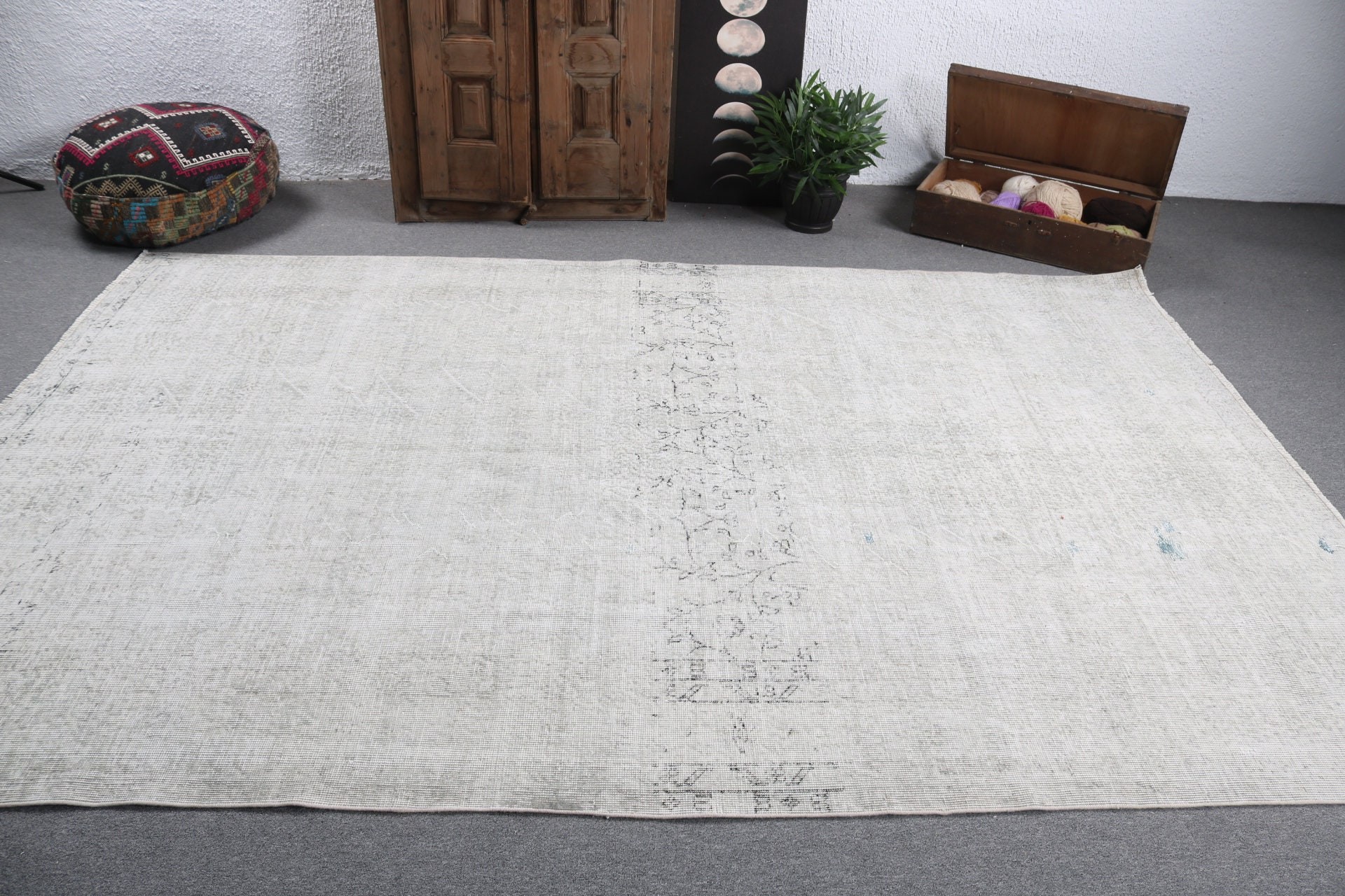 Türk Halısı, Antika Halı, 6.6x9.9 ft Büyük Halı, Büyük Oushak Halıları, Yeşil Anadolu Halıları, Salon Halıları, El Dokuma Halıları, Boho Halısı, Vintage Halılar