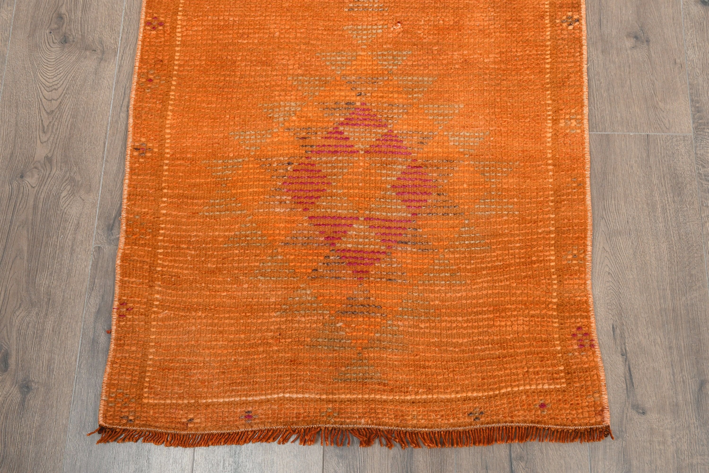 Anatolian Rug, 2.5x11.4 ft Runner Rug, Corridor Rug, Turkish Rugs, Wool Rugs, Vintage Rugs, Hallway Rug, Wedding Rugs, Orange Kitchen Rug