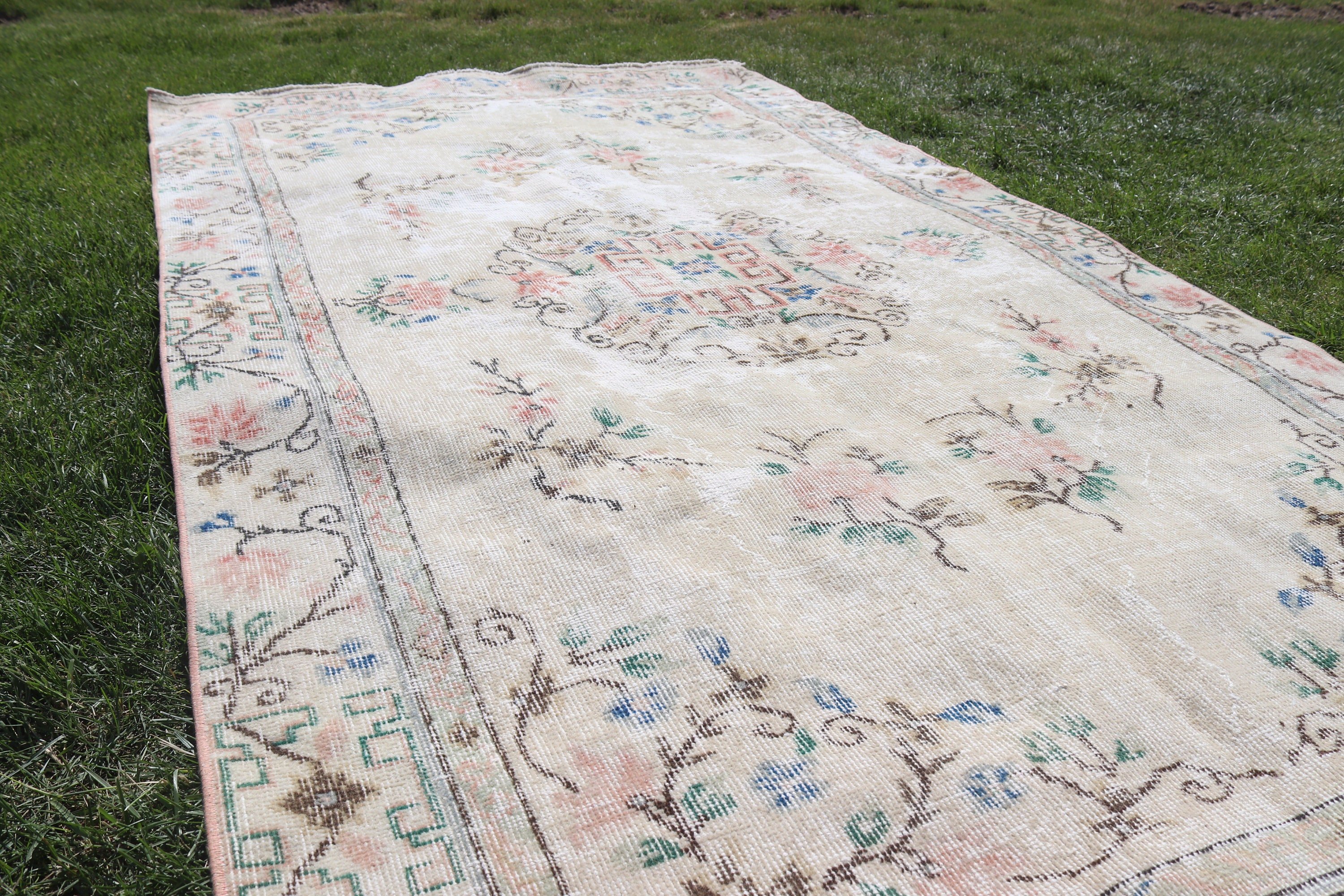 Turkish Rugs, Salon Rugs, Beige Anatolian Rug, Rugs for Salon, Ethnic Rug, Vintage Rug, 4.8x8.7 ft Large Rugs, Modern Rugs, Bedroom Rug