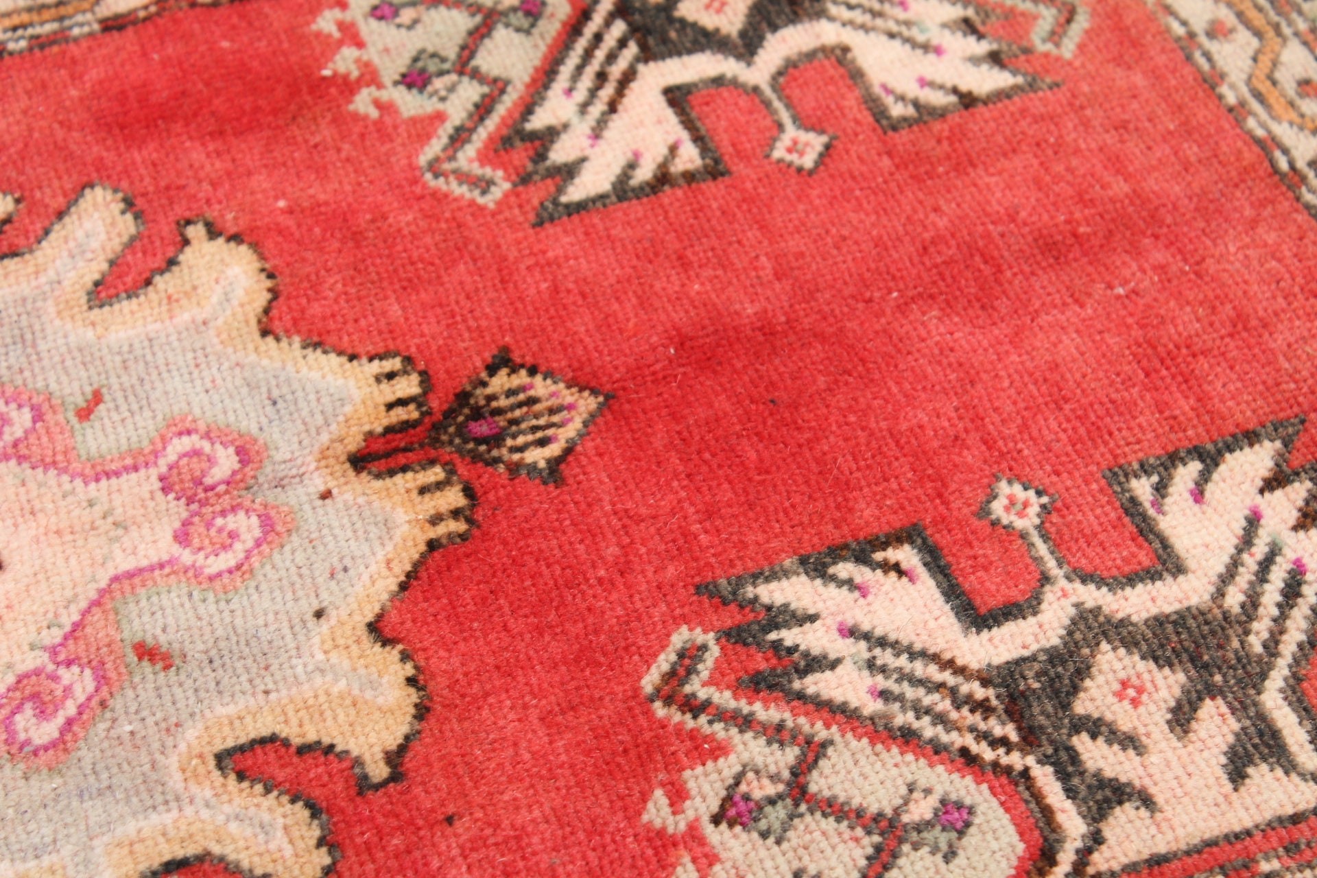 Red Wool Rug, Art Rug, Vintage Rugs, Nursery Rugs, Bath Rug, Rugs for Kitchen, Oushak Rugs, 1.7x3.1 ft Small Rug, Turkish Rug