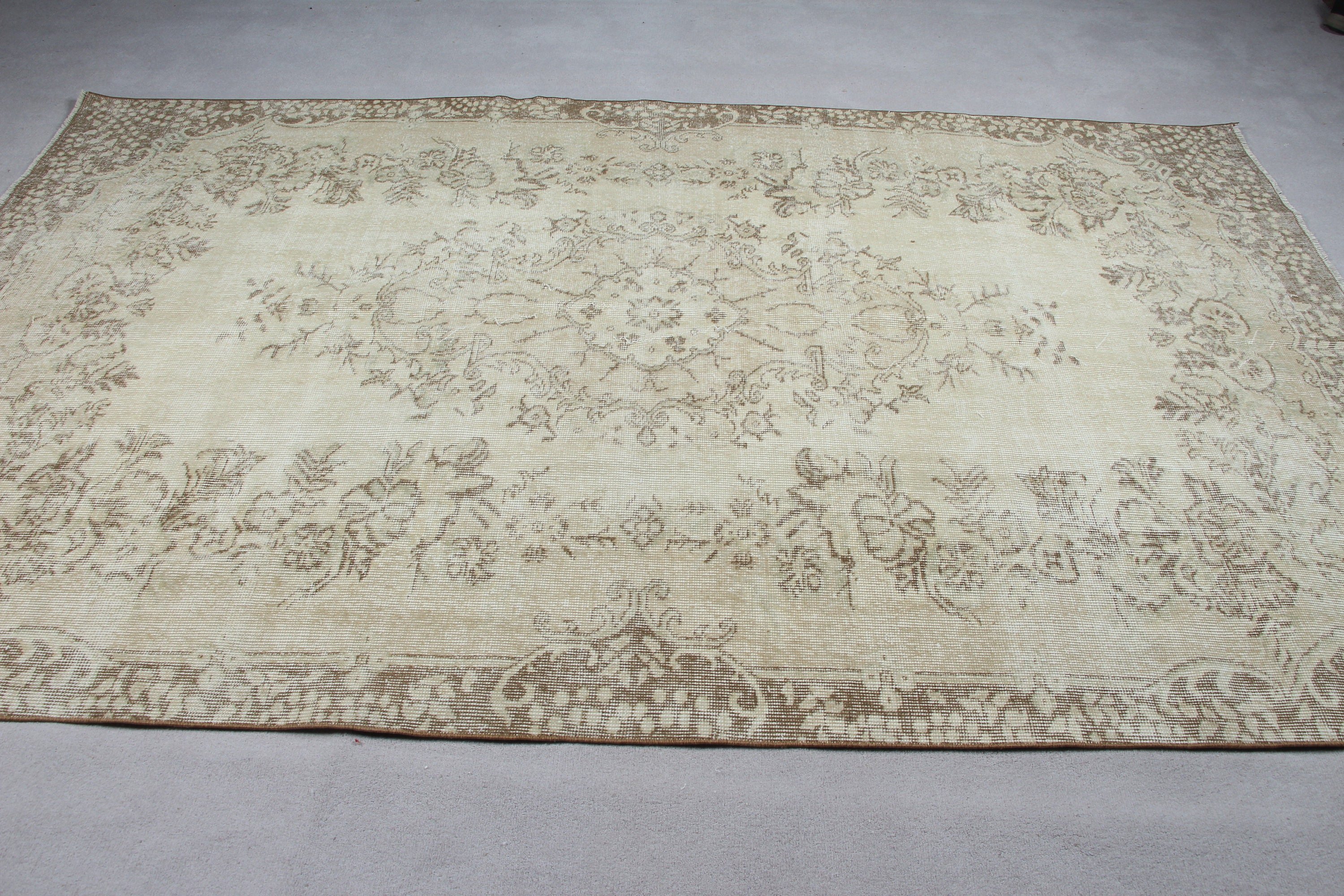 Türk Halıları, Boho Halısı, Bej Antika Halılar, 5,7x9,4 ft Büyük Halı, Oturma Odası Halısı, Oryantal Halı, Yemek Odası Halıları, Vintage Halılar, Havalı Halı