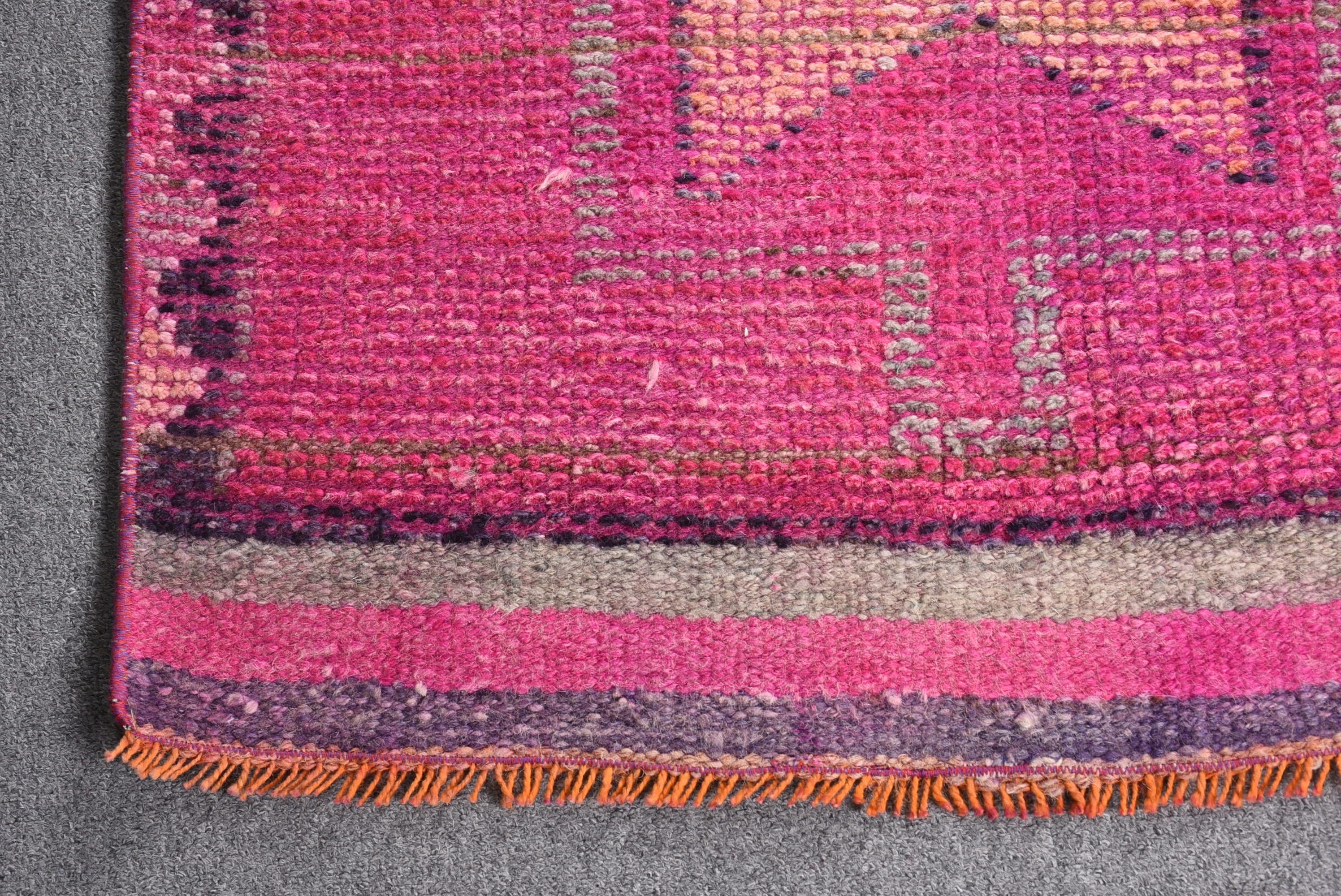 Pink Antique Rug, 2.5x9 ft Runner Rug, Stair Rug, Hallway Rug, Art Rugs, Rugs for Runner, Turkish Rugs, Kitchen Rug, Vintage Rug, Floor Rug