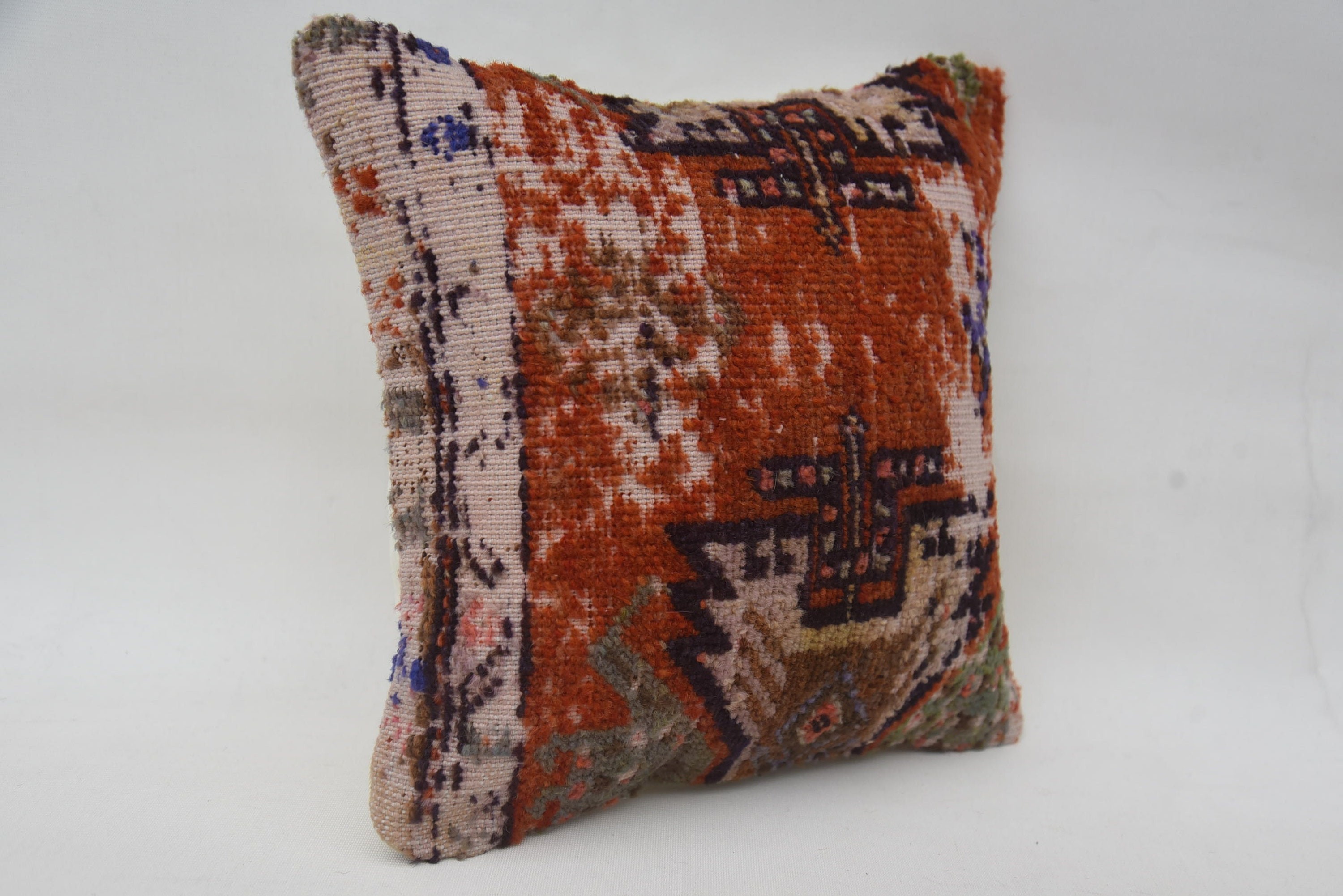 Kilim Yastık Kılıfı, Vintage Yastık, 12"x12" Kırmızı Yastık Kılıfı, Vurgulu Yastık Kılıfı, Kilim Yastık, Sessiz Minder Kılıfı, İkat Minder Kılıfı