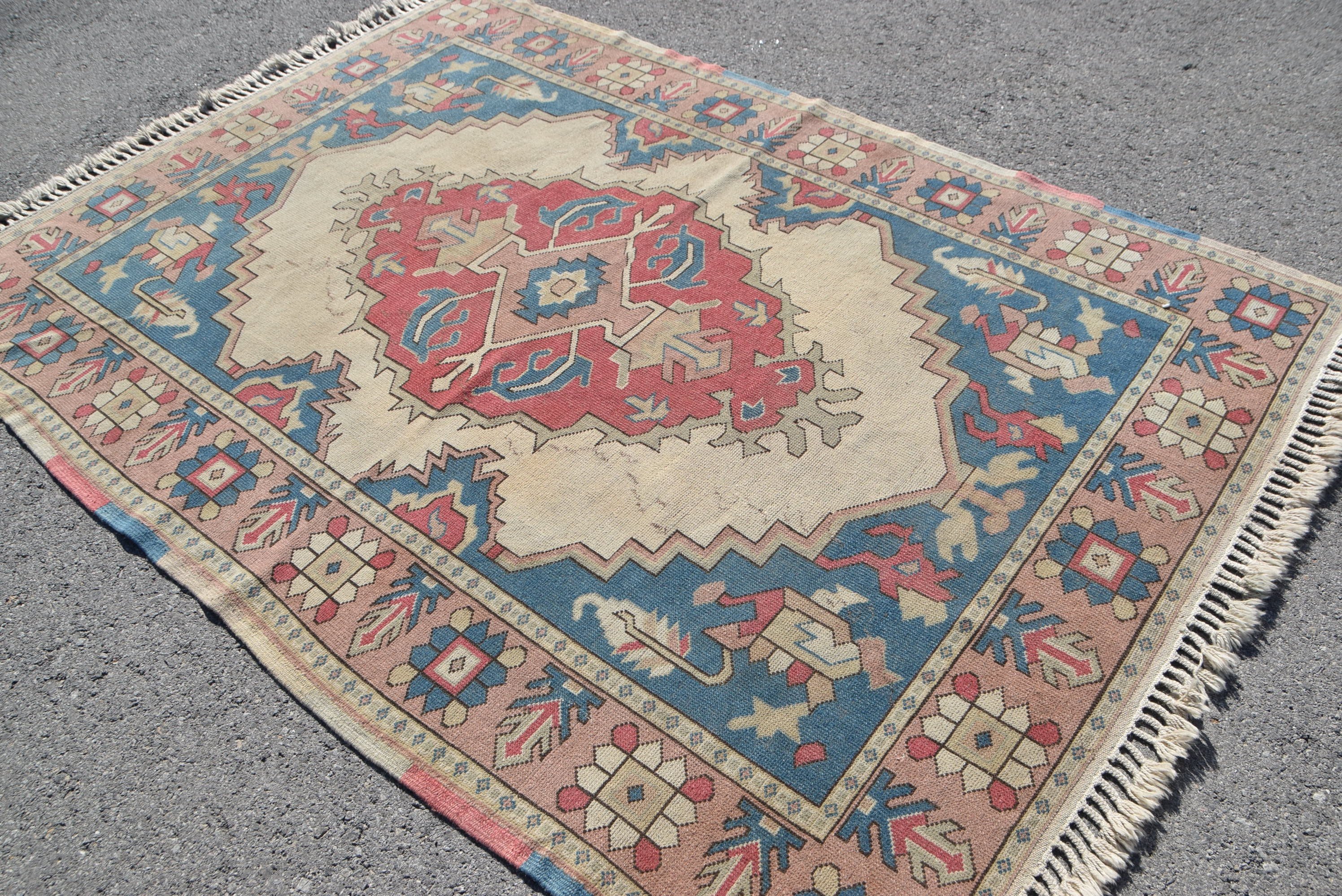 Aztec Rug, Red Antique Rugs, Vintage Rug, Dining Room Rugs, Turkish Rug, 5.7x8.3 ft Large Rug, Cool Rug, Living Room Rug, Wool Rugs