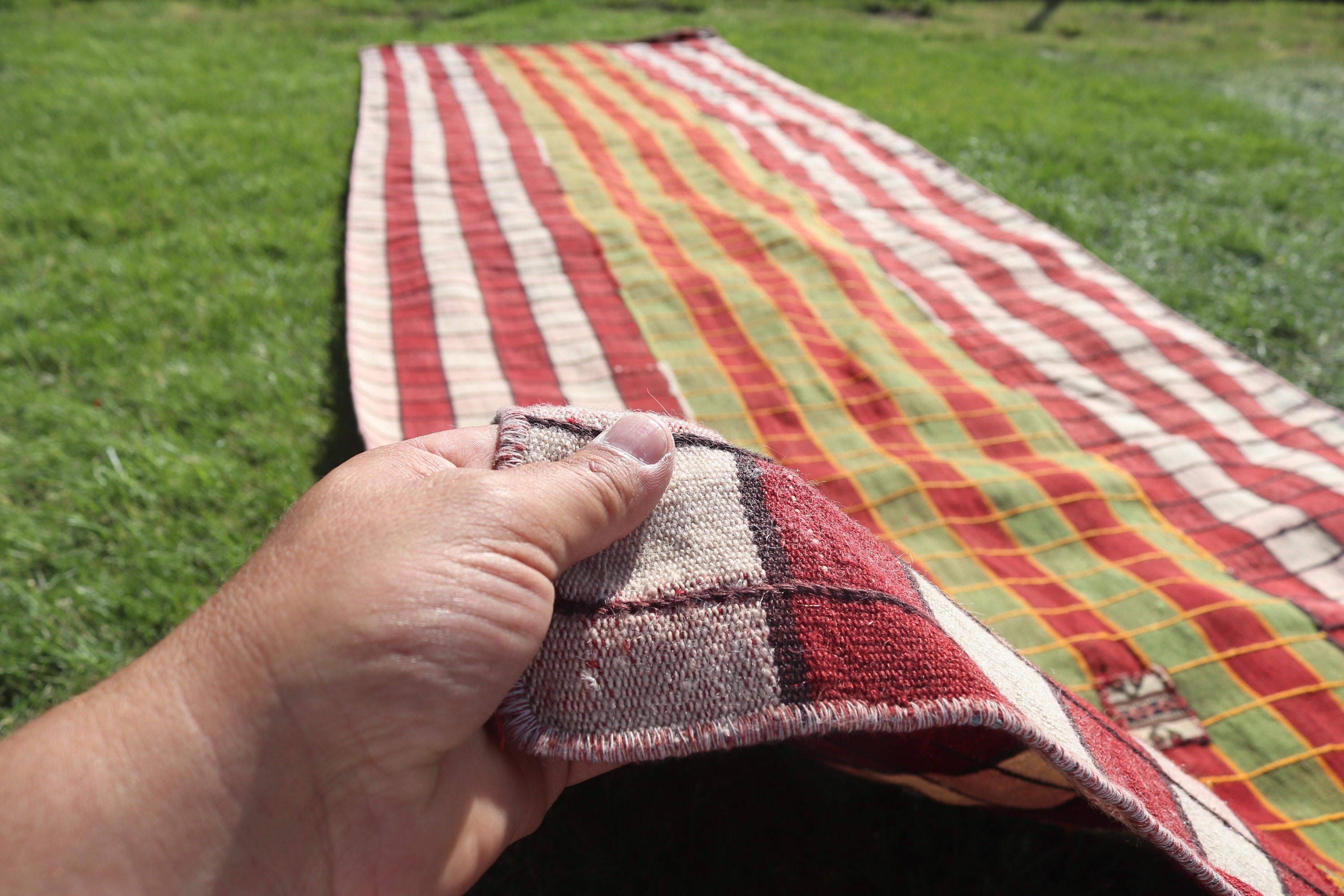 Red  3.8x12.3 ft Runner Rug, Corridor Rug, Handwoven Rugs, Kilim, Vintage Rug, Turkish Rugs, Traditional Rug, Kitchen Rugs