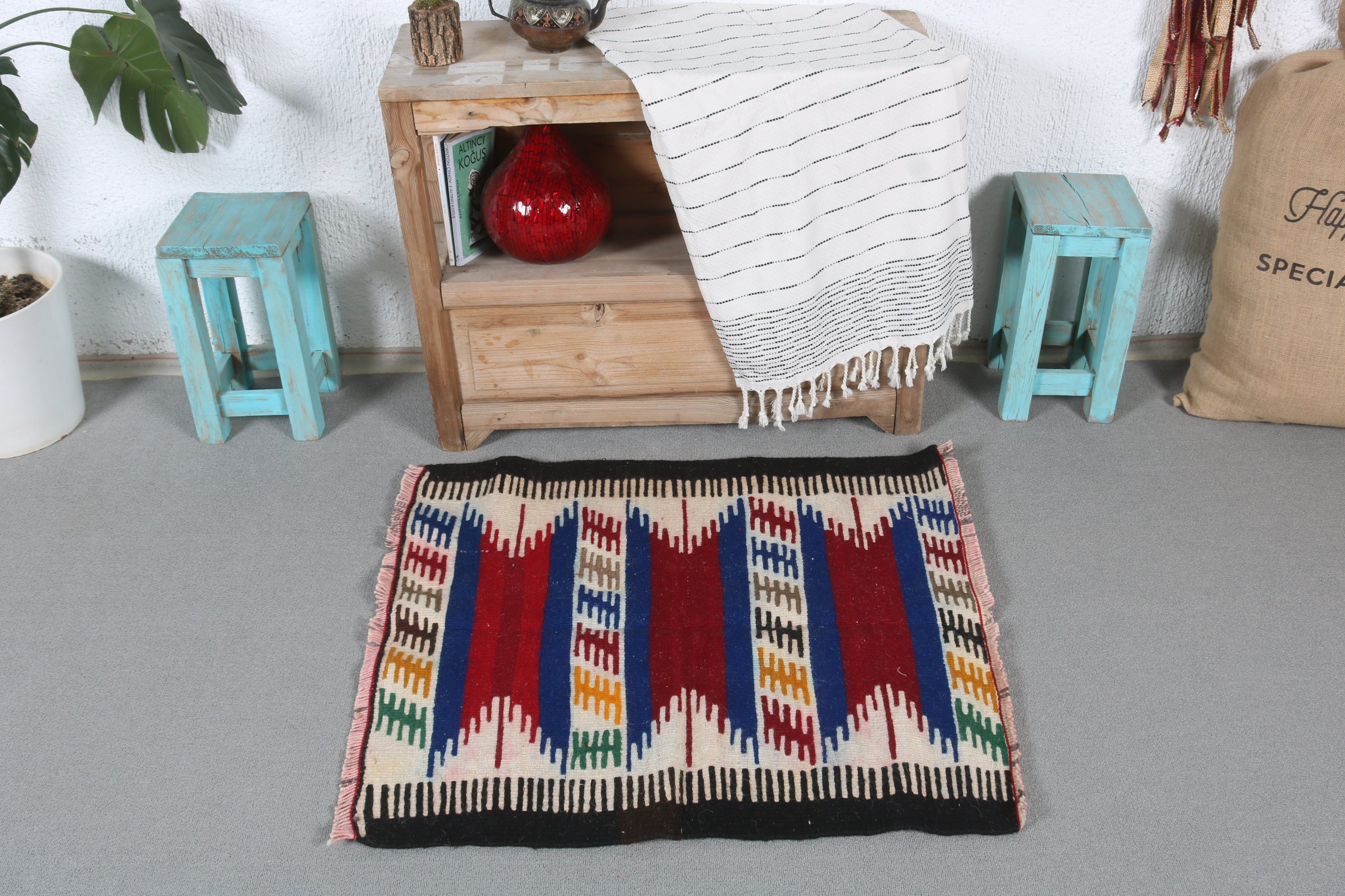 Kilim, Bathroom Rug, Nursery Rug, 2.4x2.8 ft Small Rug, Vintage Rugs, Red Kitchen Rugs, Turkish Rug, Moroccan Rug, Floor Rug, Oriental Rug