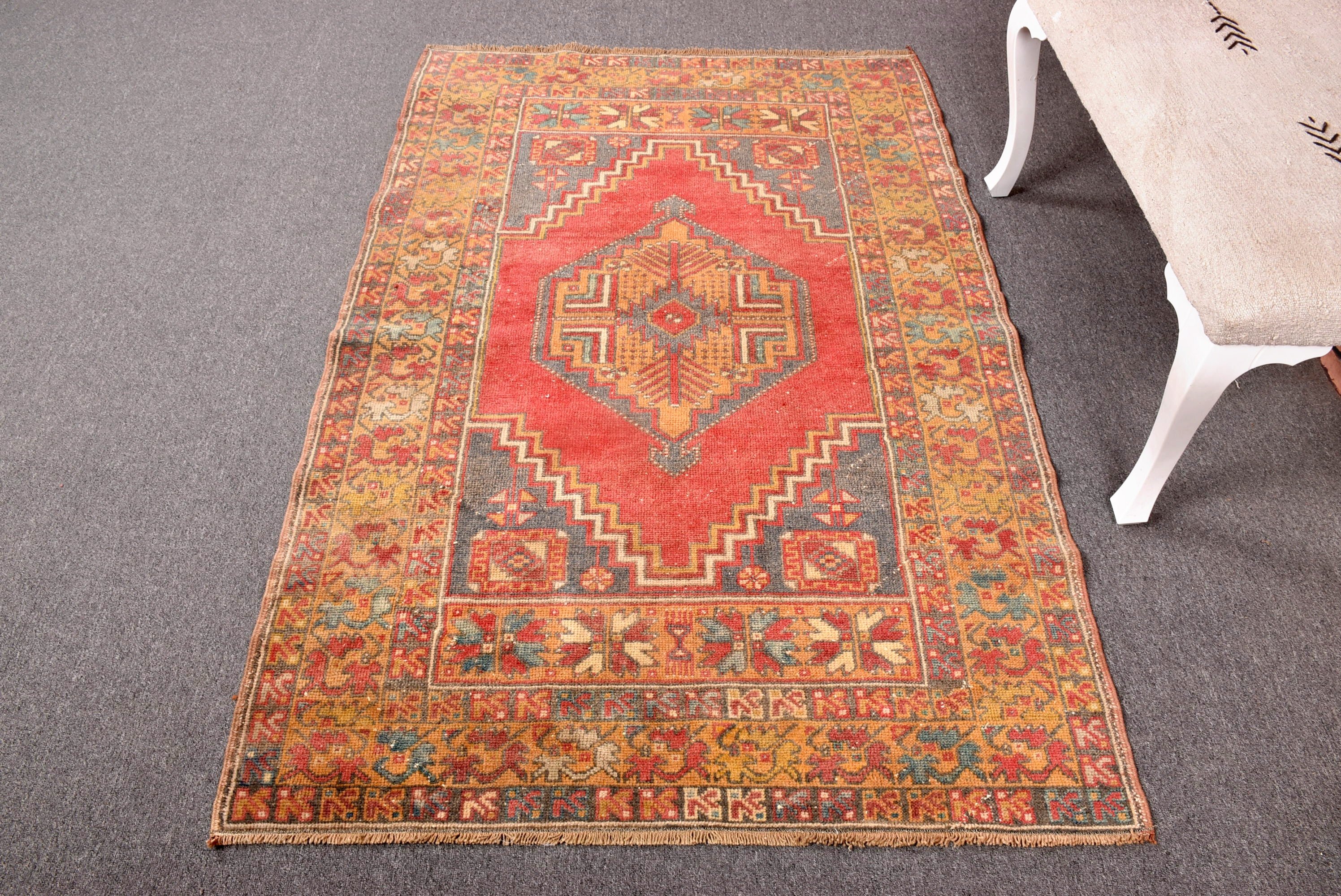 Estetik Halılar, 3.7x5.9 ft Aksan Halıları, Türk Halısı, Vintage Halı, Lüks Halı, Sarı Düz ​​Dokuma Halı, Yer Halıları, Dekoratif Halı, Çocuk Halısı