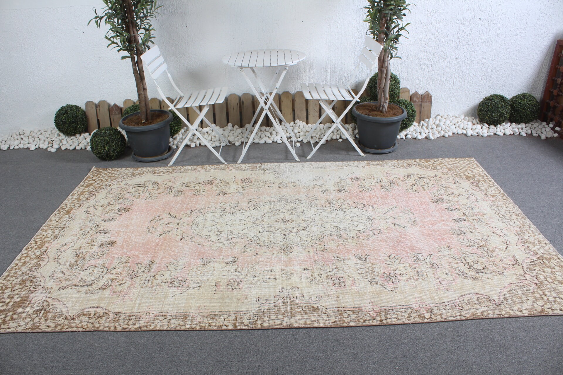 Salon Halıları, Türk Halısı, Salon Halısı, Oturma Odası Halısı, Antika Halı, Vintage Halı, Yün Halılar, Bej 5.5x9.2 ft Büyük Halılar