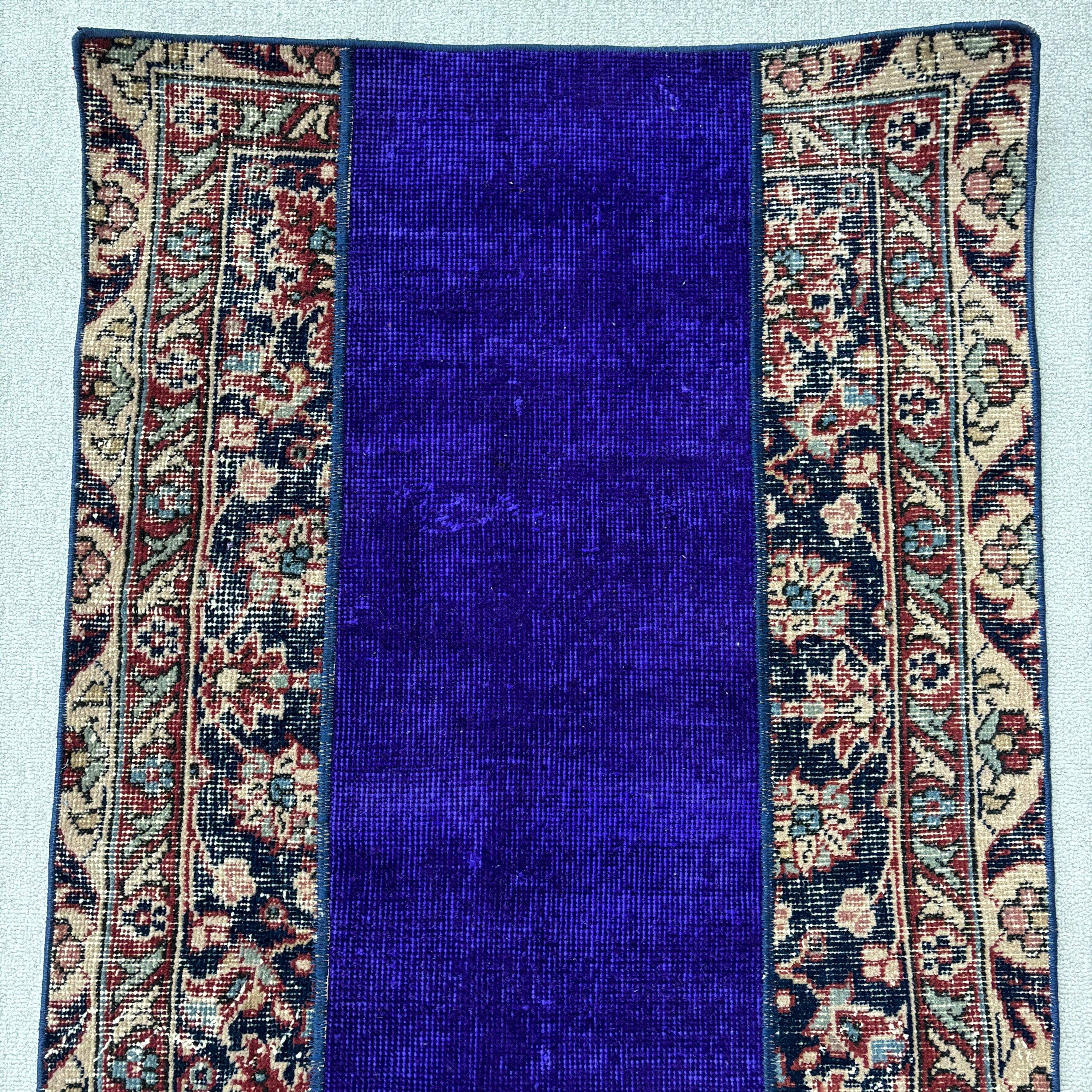 2.4x3.8 ft Küçük Halı, Paspas Halıları, Aztek Halıları, Mor Lüks Halılar, Türk Halısı, Küçük Alan Halıları, Vintage Halı, El Dokuma Halılar, Yer Halısı