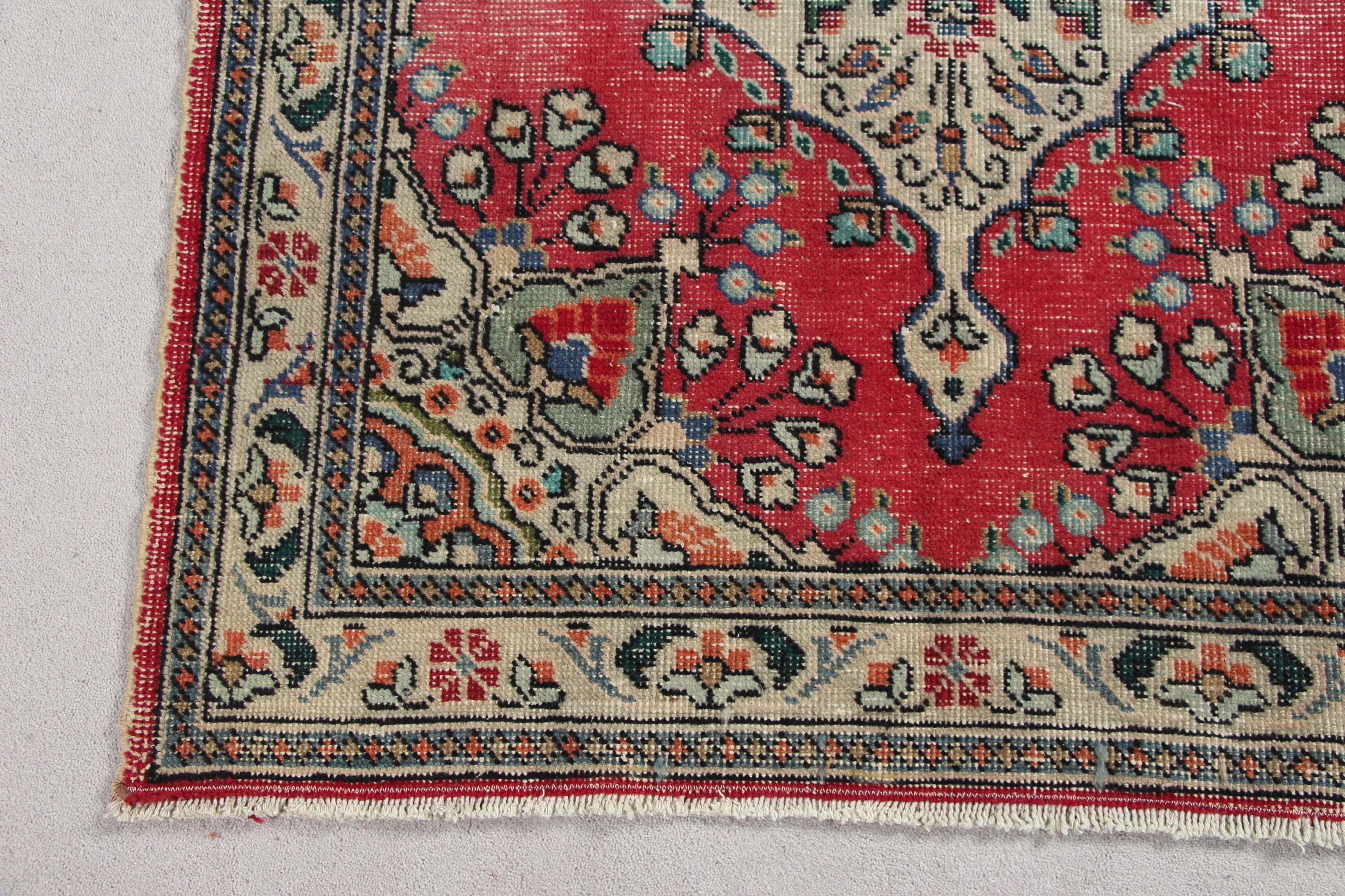 Floor Rug, 3.4x5 ft Accent Rug, Rugs for Kitchen, Red Oriental Rugs, Entry Rug, Turkish Rugs, Vintage Rug, Kitchen Rug, Bedroom Rugs