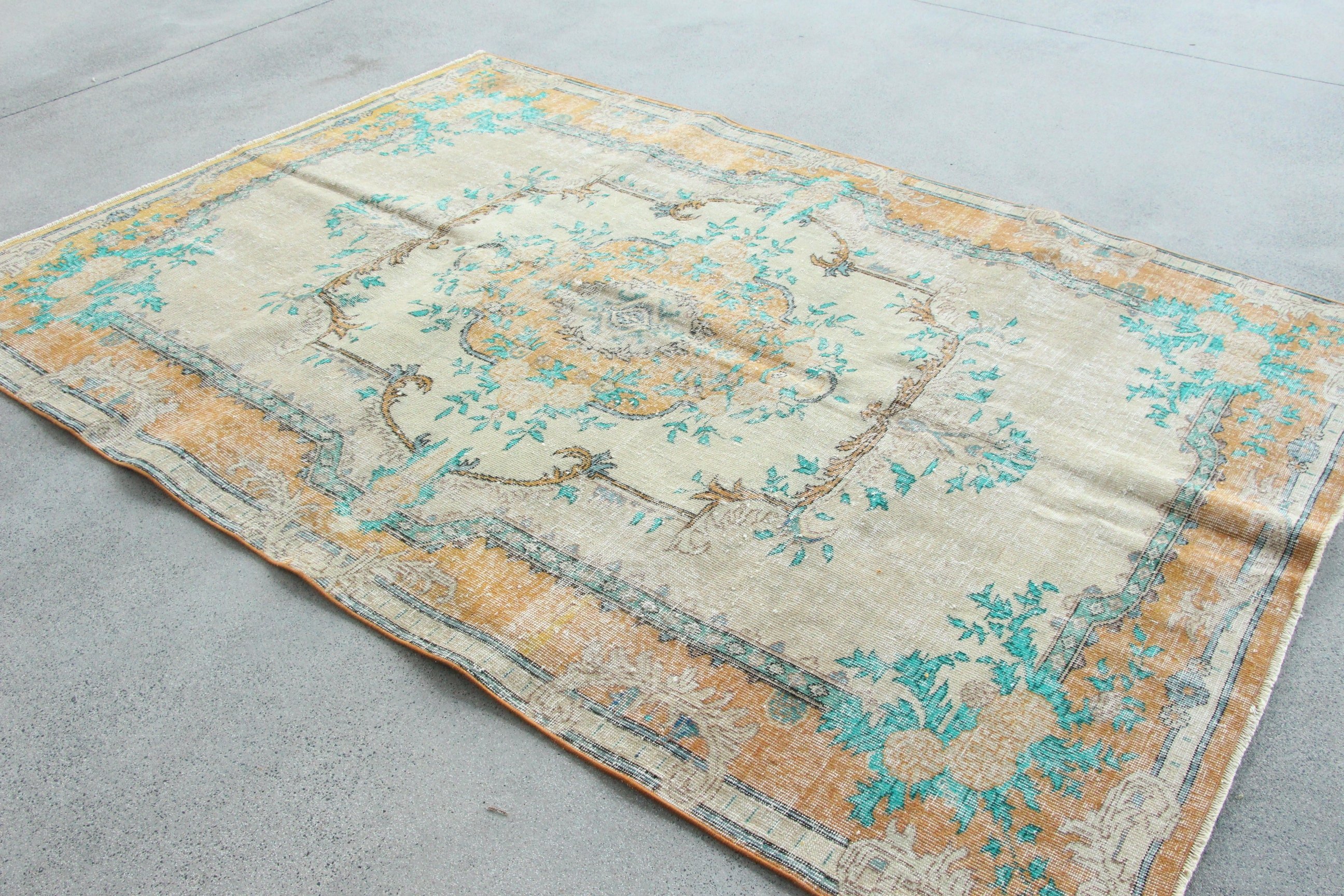 Bedroom Rug, 5.9x8.7 ft Large Rugs, Turkish Rug, Oriental Rugs, Geometric Rugs, Living Room Rugs, Beige Handwoven Rug, Vintage Rug