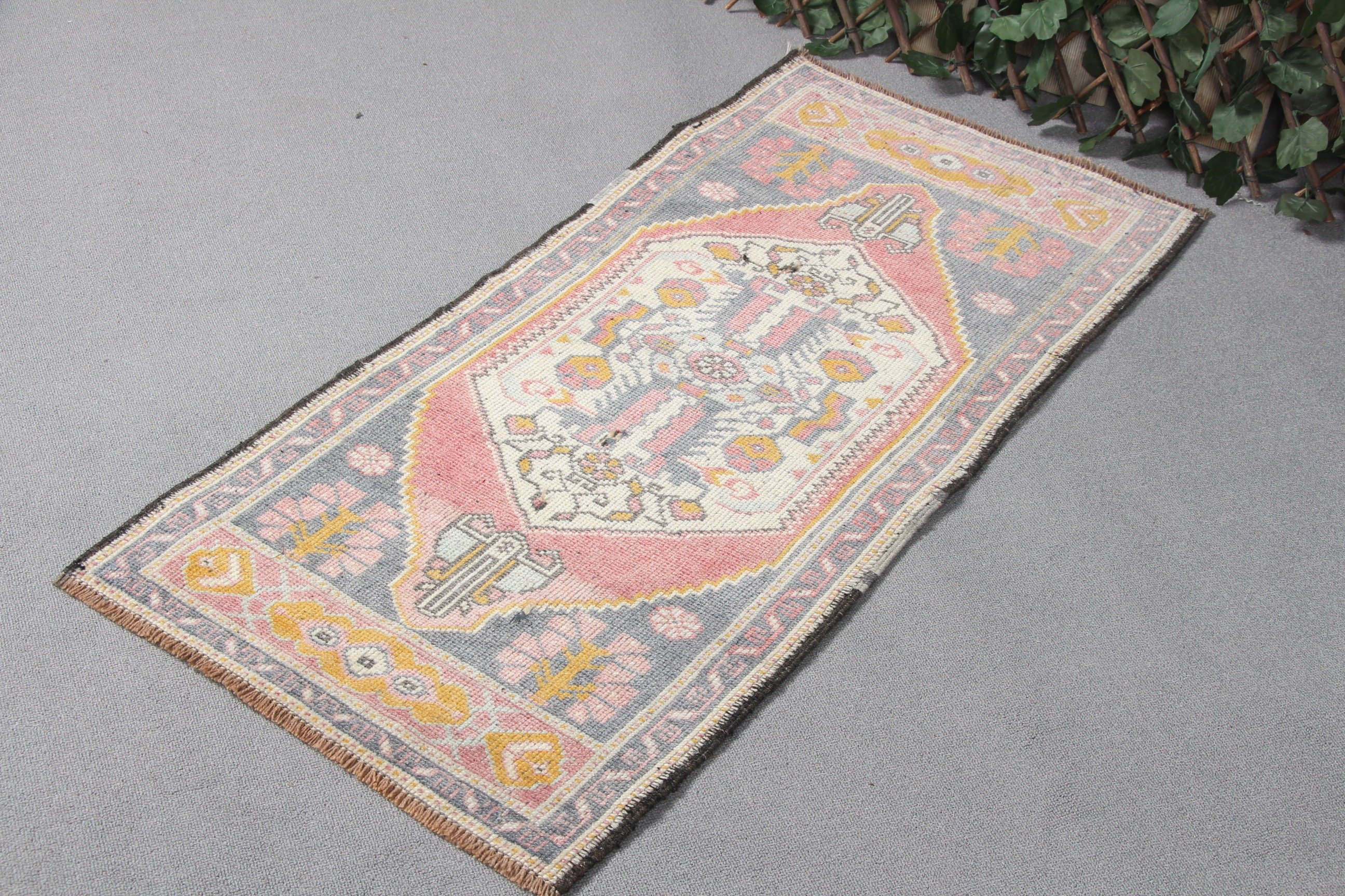 Bathroom Rug, 1.8x3.8 ft Small Rug, Wool Rugs, Turkish Rug, Bedroom Rug, Rugs for Bathroom, Vintage Rug, Car Mat Rugs, Red Floor Rug