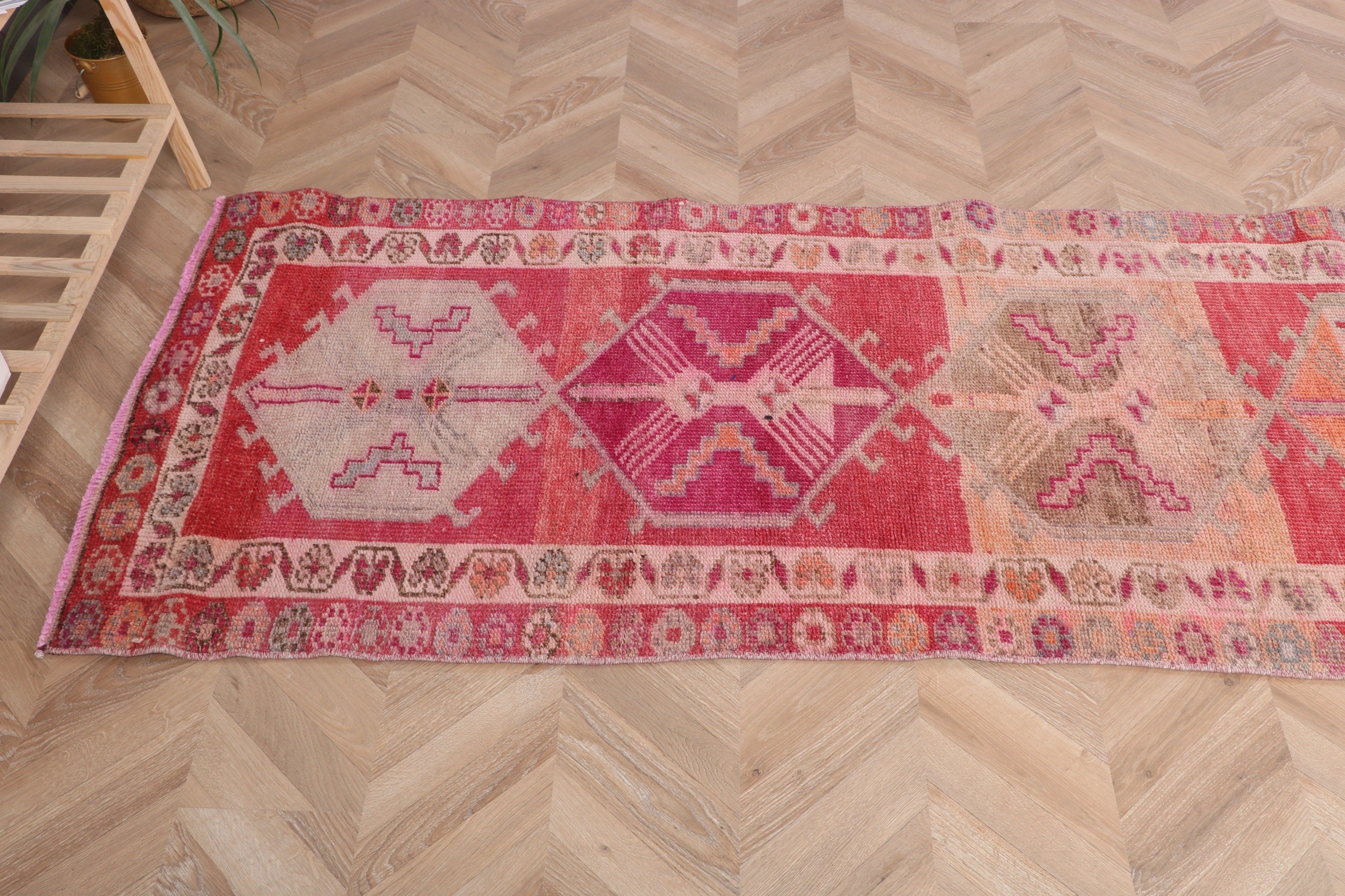 Aesthetic Rug, 2.8x11.8 ft Runner Rug, Rugs for Kitchen, Wool Rugs, Turkish Rug, Hallway Rugs, Vintage Rug, Pink Oushak Rugs, Modern Rugs