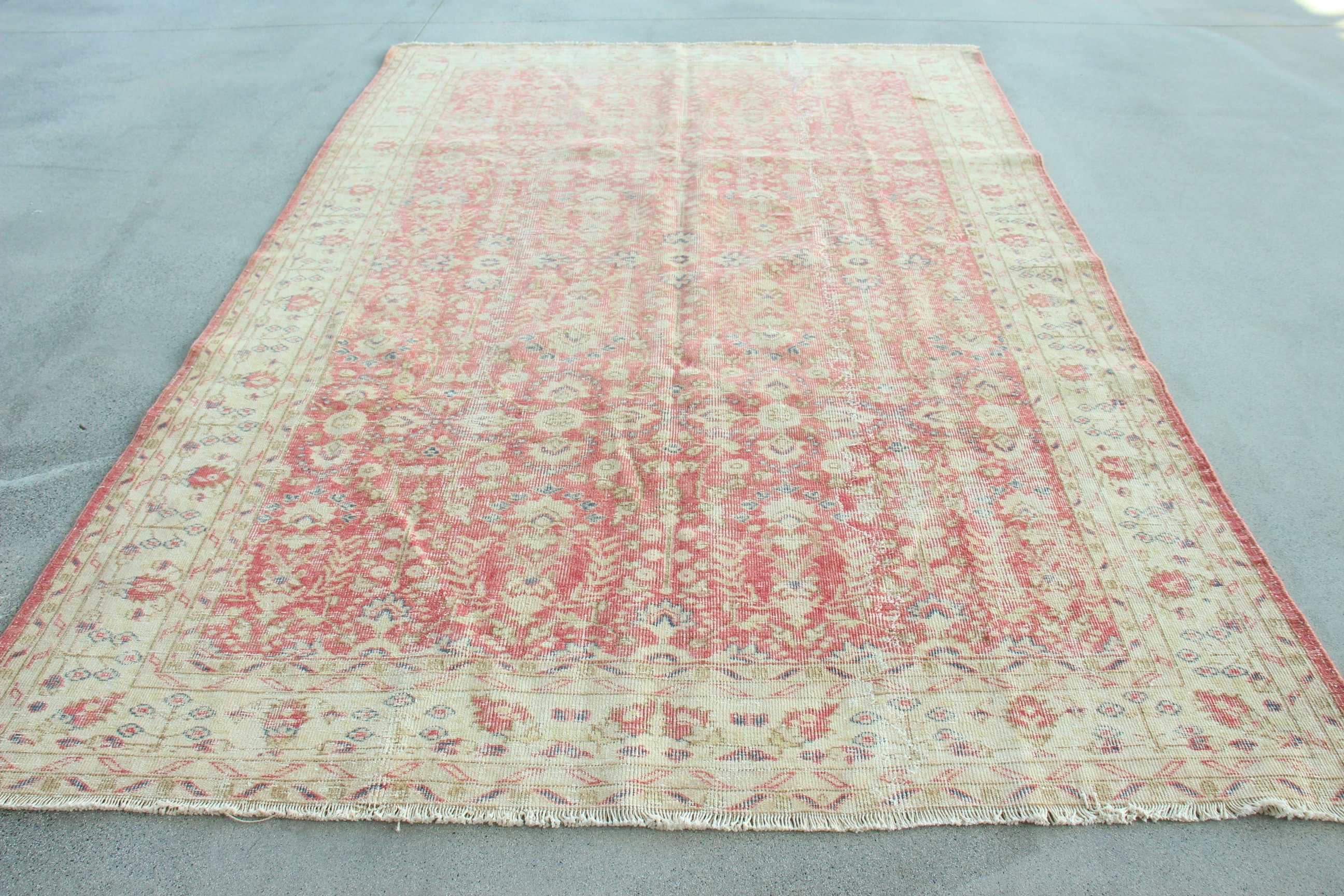 Vintage Rugs, Geometric Rugs, Turkish Rugs, Oversize Turkish Rugs, Living Room Rug, Red Moroccan Rug, Boho Rug, 8x10.1 ft Oversize Rugs