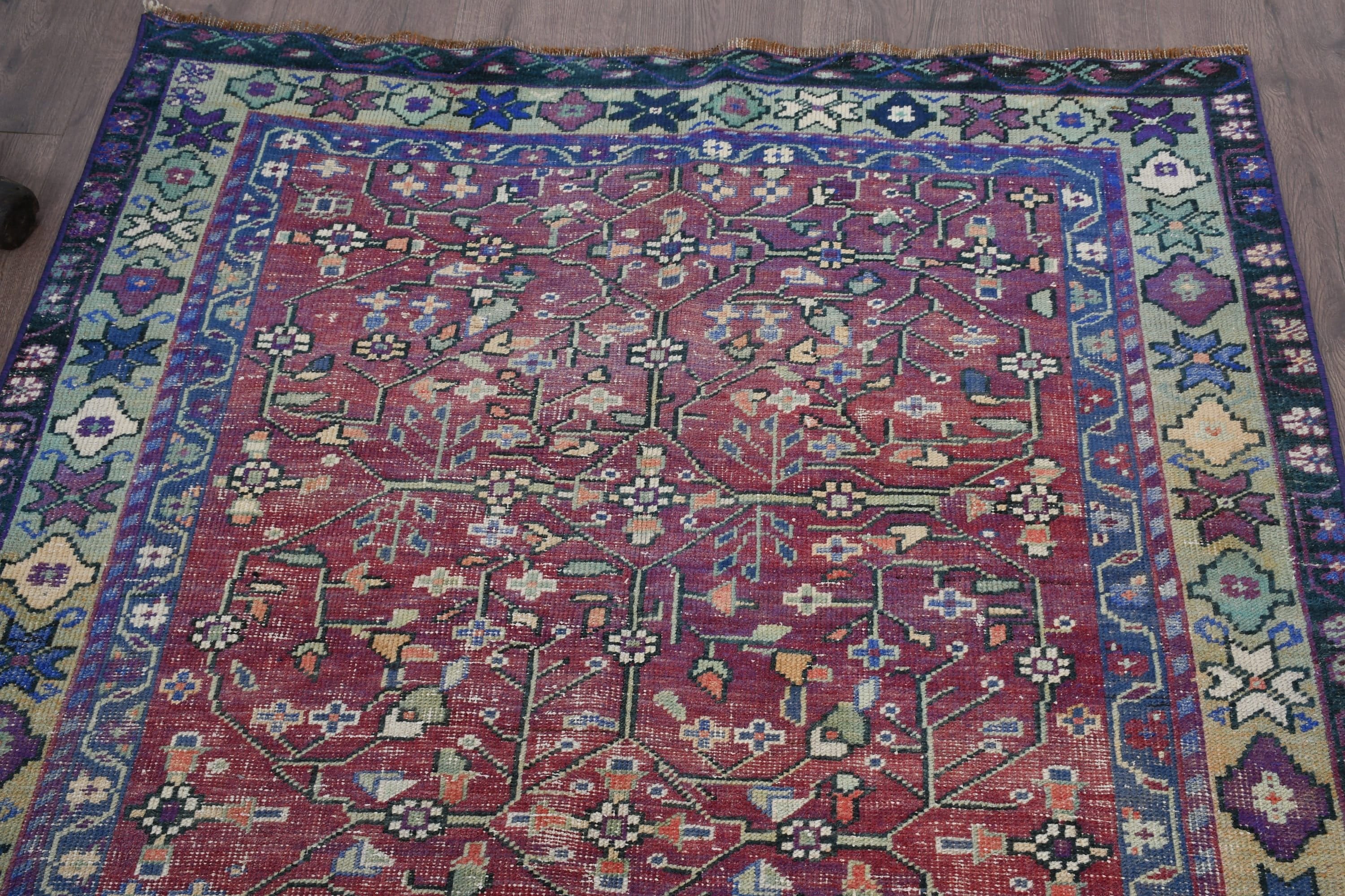 Living Room Rugs, Kitchen Rug, Red Anatolian Rug, Turkish Rug, Moroccan Rug, Vintage Rug, Bedroom Rug, Handmade Rug, 3.9x6.7 ft Area Rug
