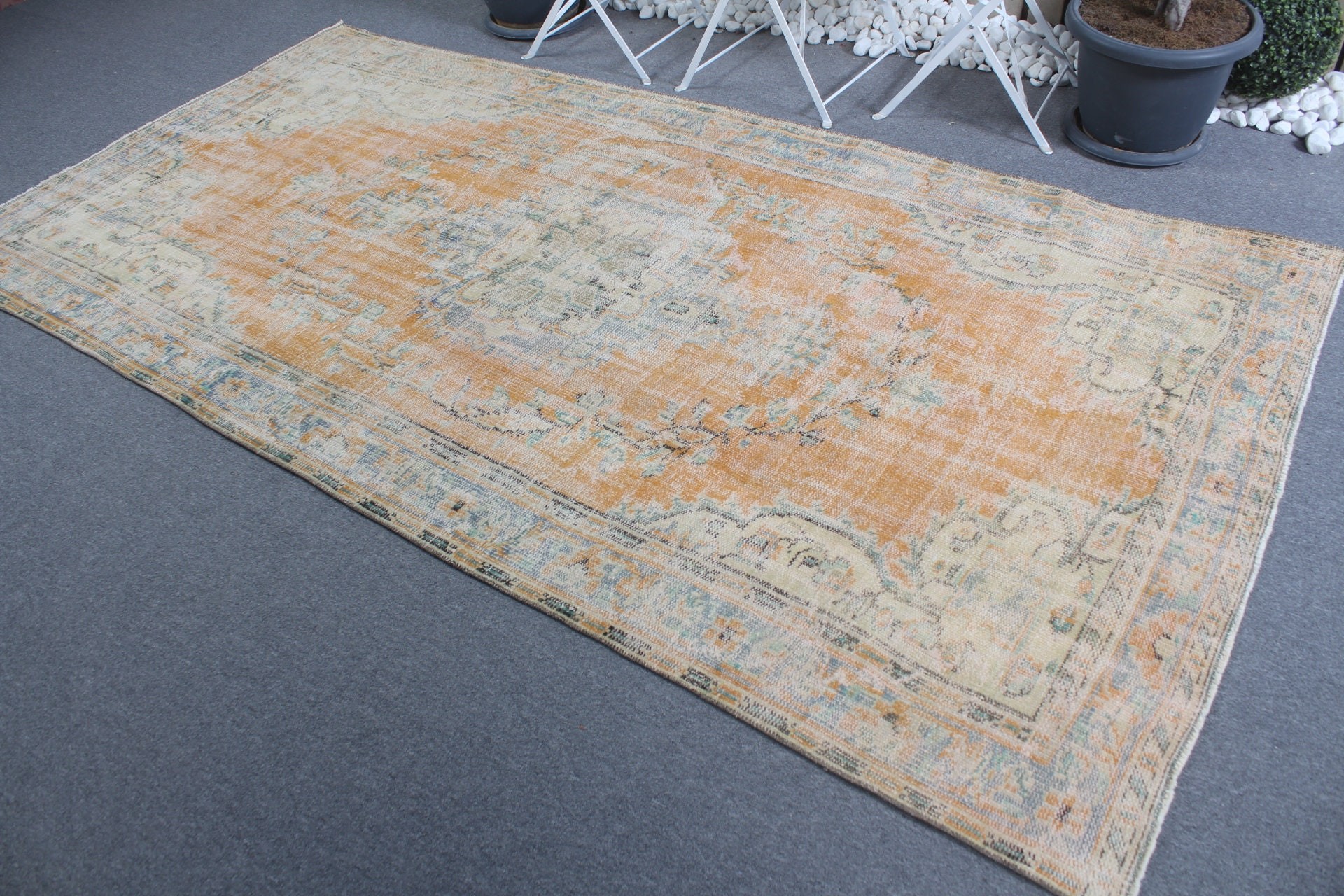 Oriental Rugs, Orange Home Decor Rug, 4.9x9.3 ft Large Rug, Vintage Rug, Living Room Rug, Turkish Rugs, Oushak Rug, Dining Room Rugs