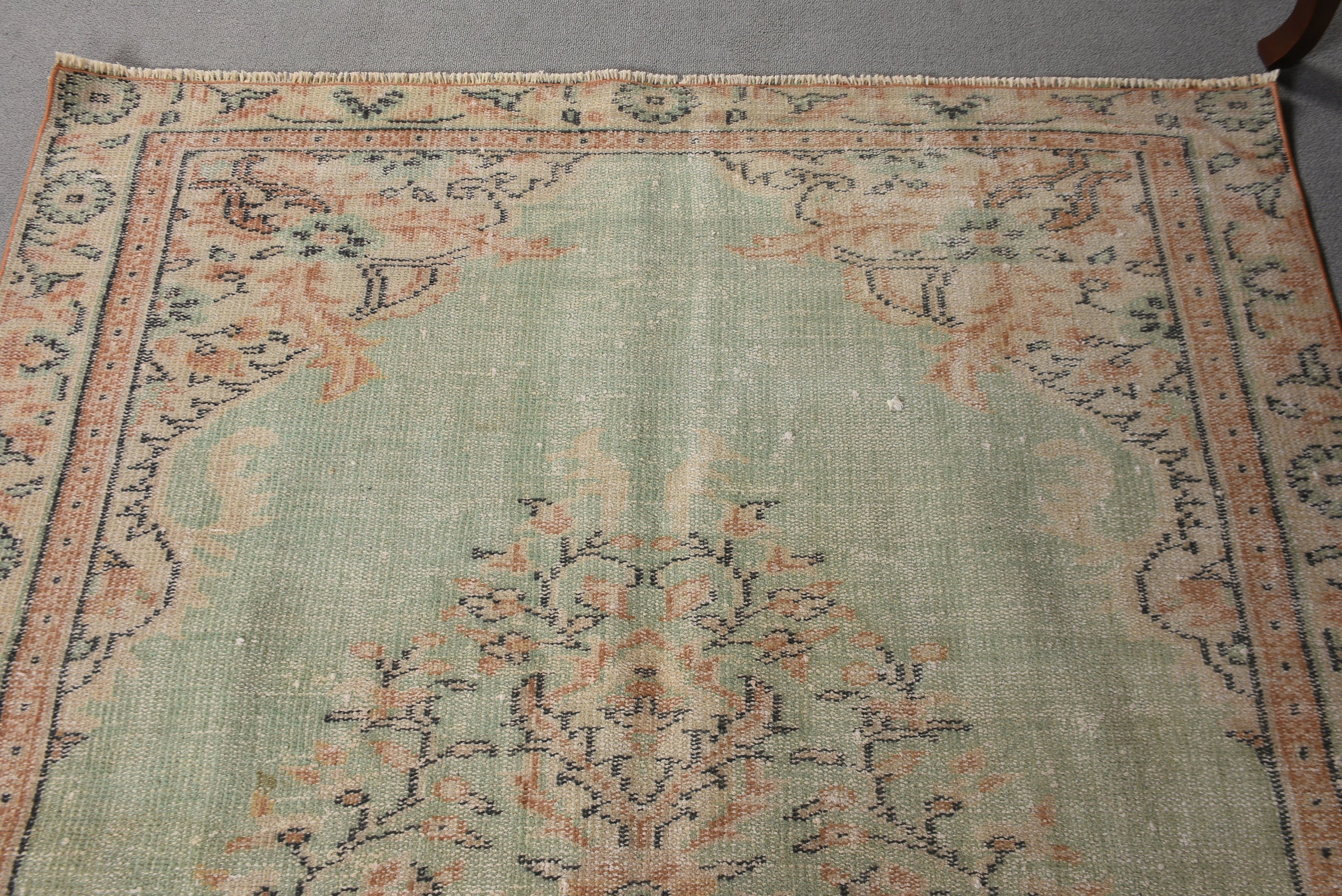 Green Floor Rug, 4.8x8 ft Area Rugs, Vintage Rugs, Oushak Area Rugs, Boho Rugs, Living Room Rugs, Bedroom Rugs, Kitchen Rugs, Turkish Rug