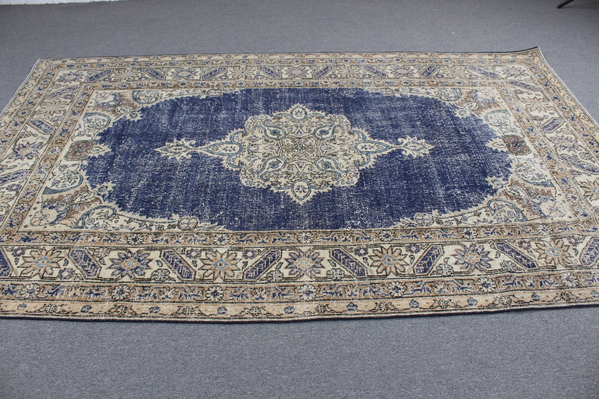 Türk Halıları, Yemek Odası Halısı, Yer Halıları, Oryantal Halı, Mavi Anadolu Halısı, Aztek Halısı, Oturma Odası Halısı, 5,5x9,4 ft Büyük Halılar, Vintage Halı