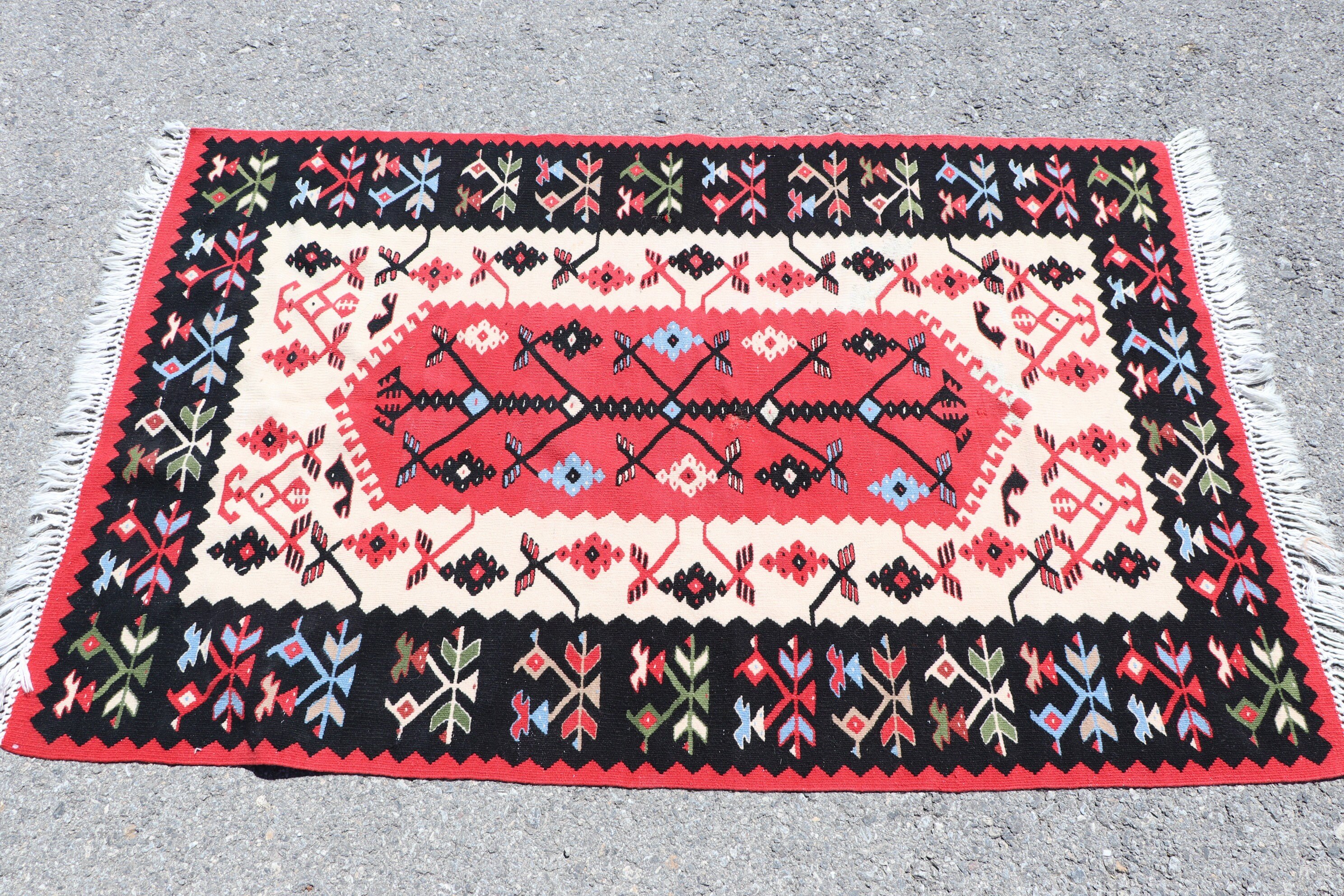 3.1x4.7 ft Small Rugs, White Floor Rugs, Wall Hanging Rug, Vintage Rug, Oushak Rug, Moroccan Rugs, Car Mat Rug, Kilim, Old Rug, Turkish Rug